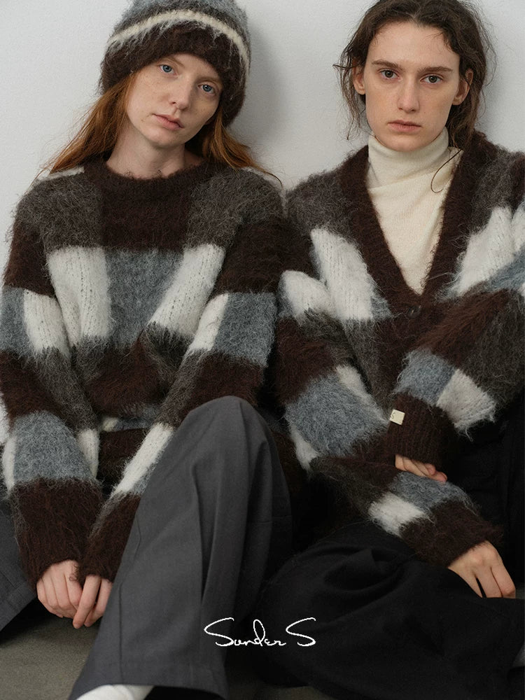 Brushed Plaid Wool-Blend Cardigan - Image 4
