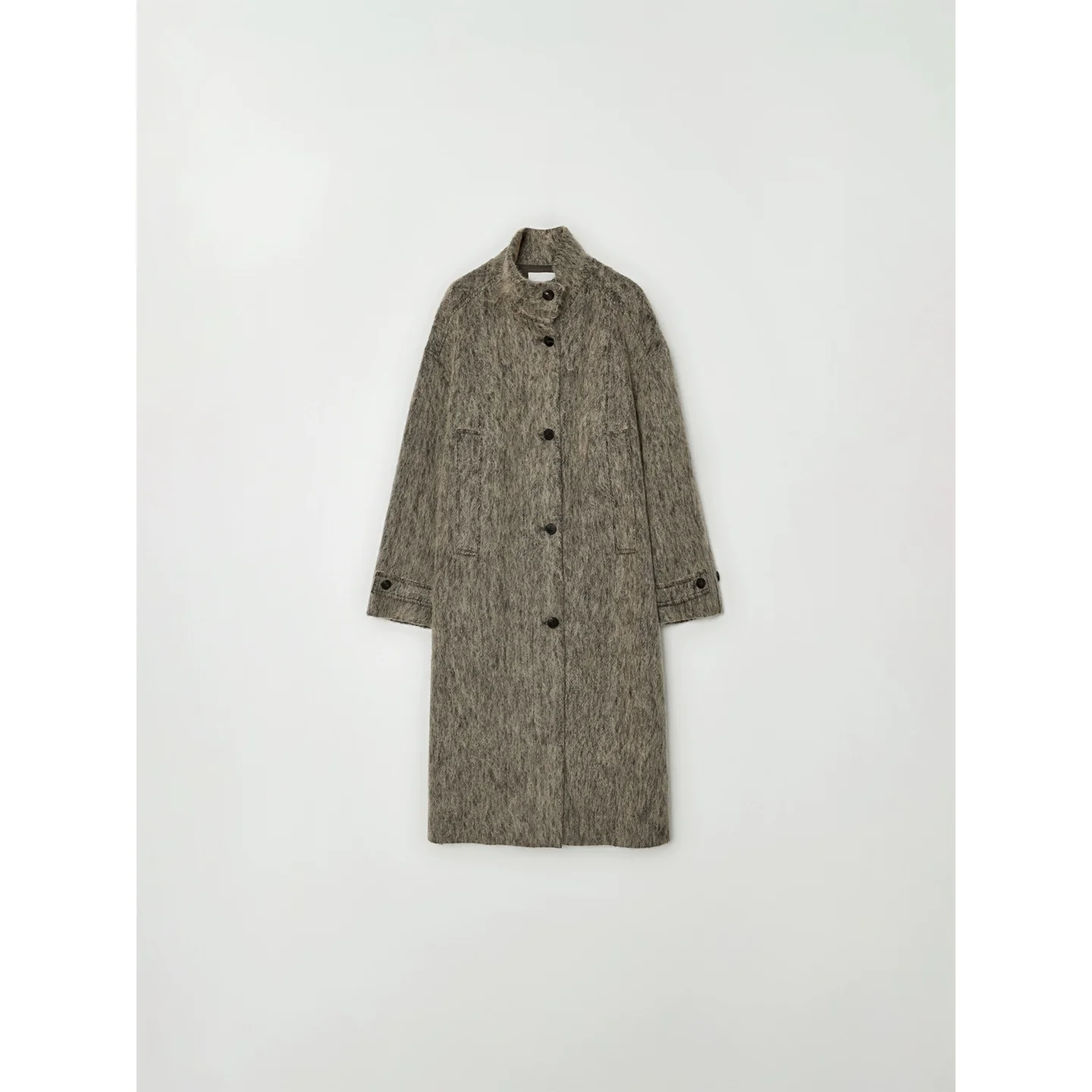 Brushed Stand-Collar Wool Coat - Image 5