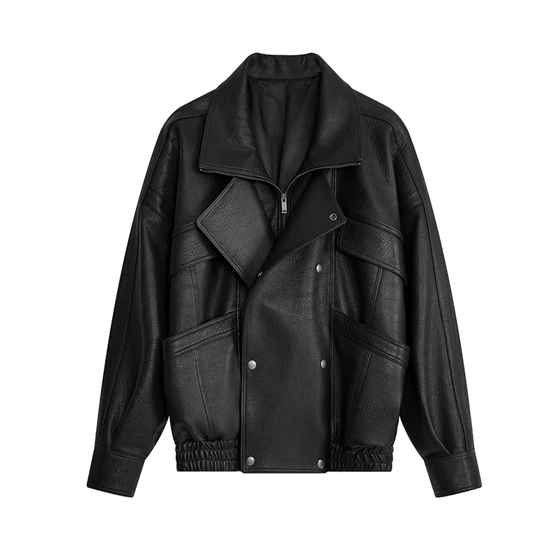 Bubble Sheepskin Moto Bomber Jacket