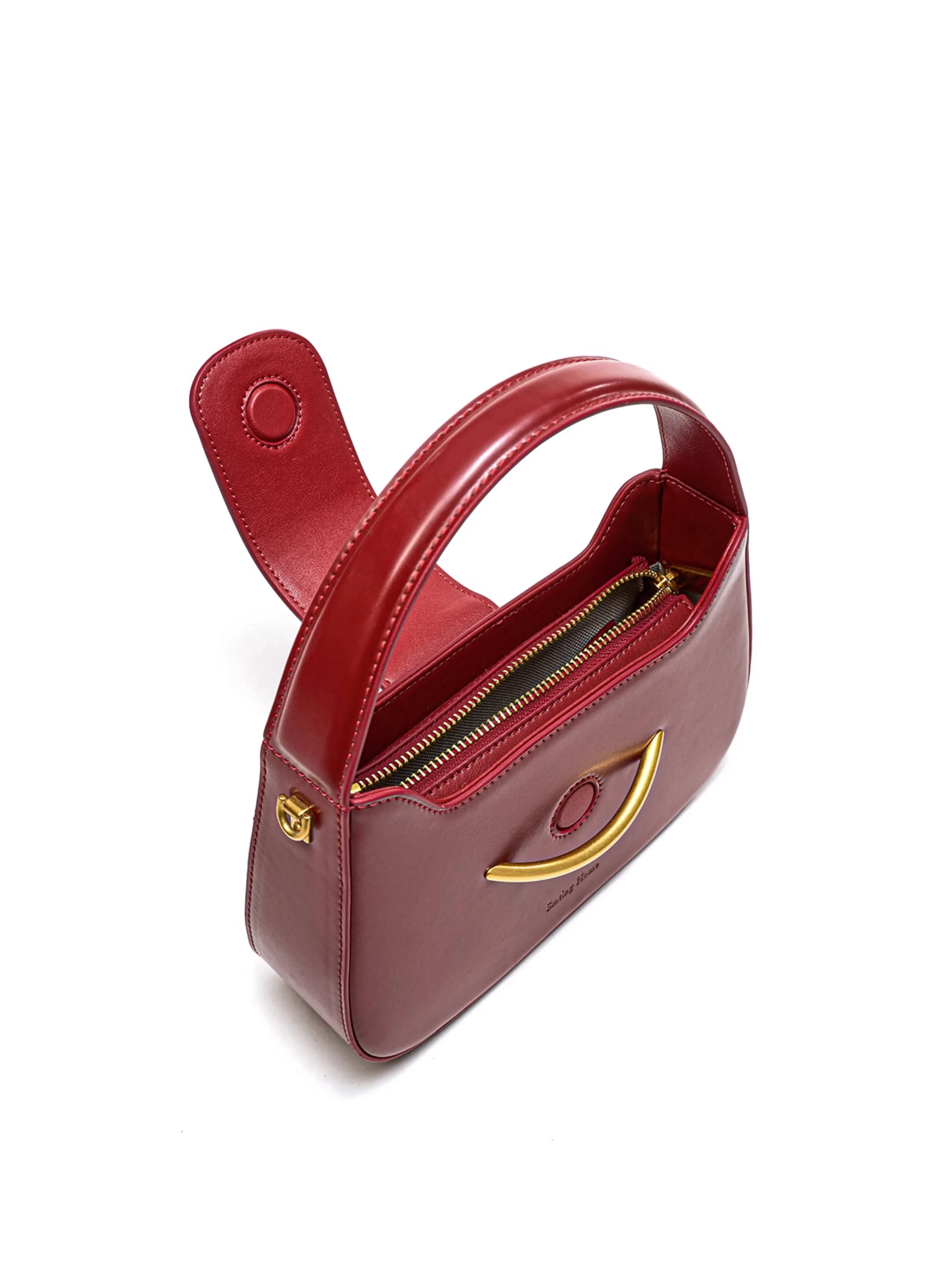 Burgundy Curve Accent Handbag - Image 3