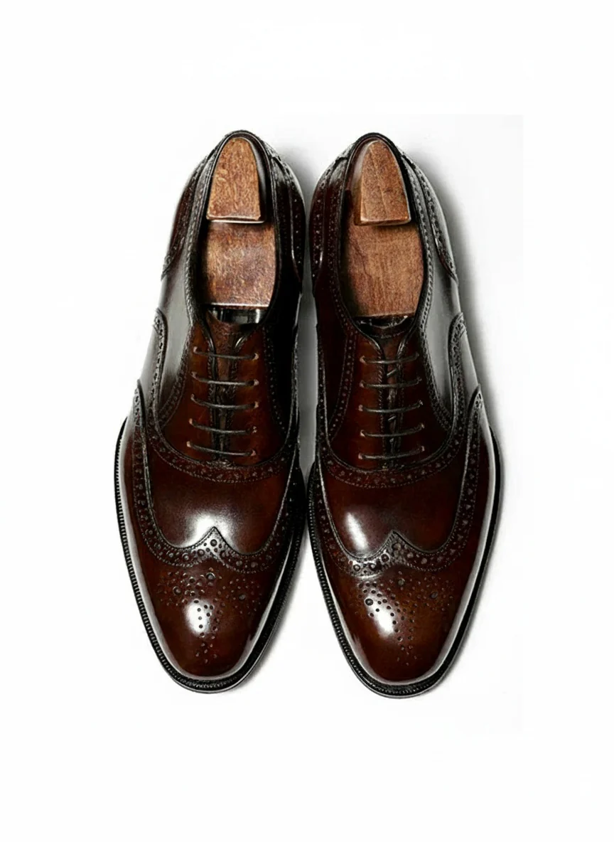 Burgundy Italian Leather Wingtip Oxford - Image 3