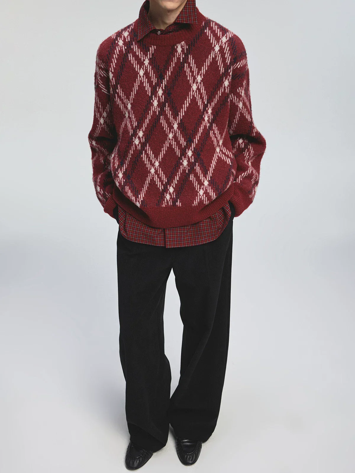 Burgundy Micro-Check Cotton Shirt - Image 4