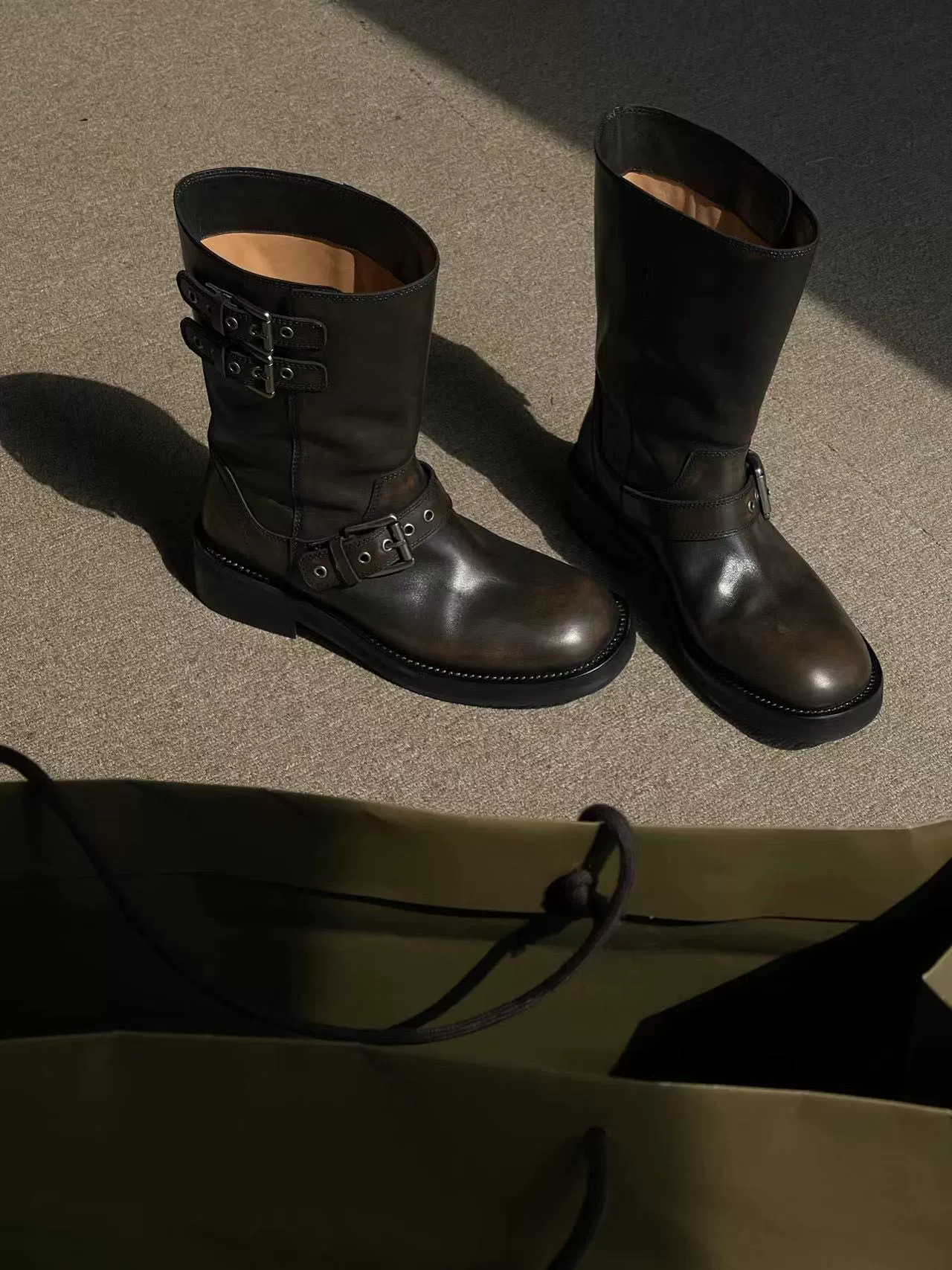 Burnished Buckled Mid-Calf Boots - Image 2