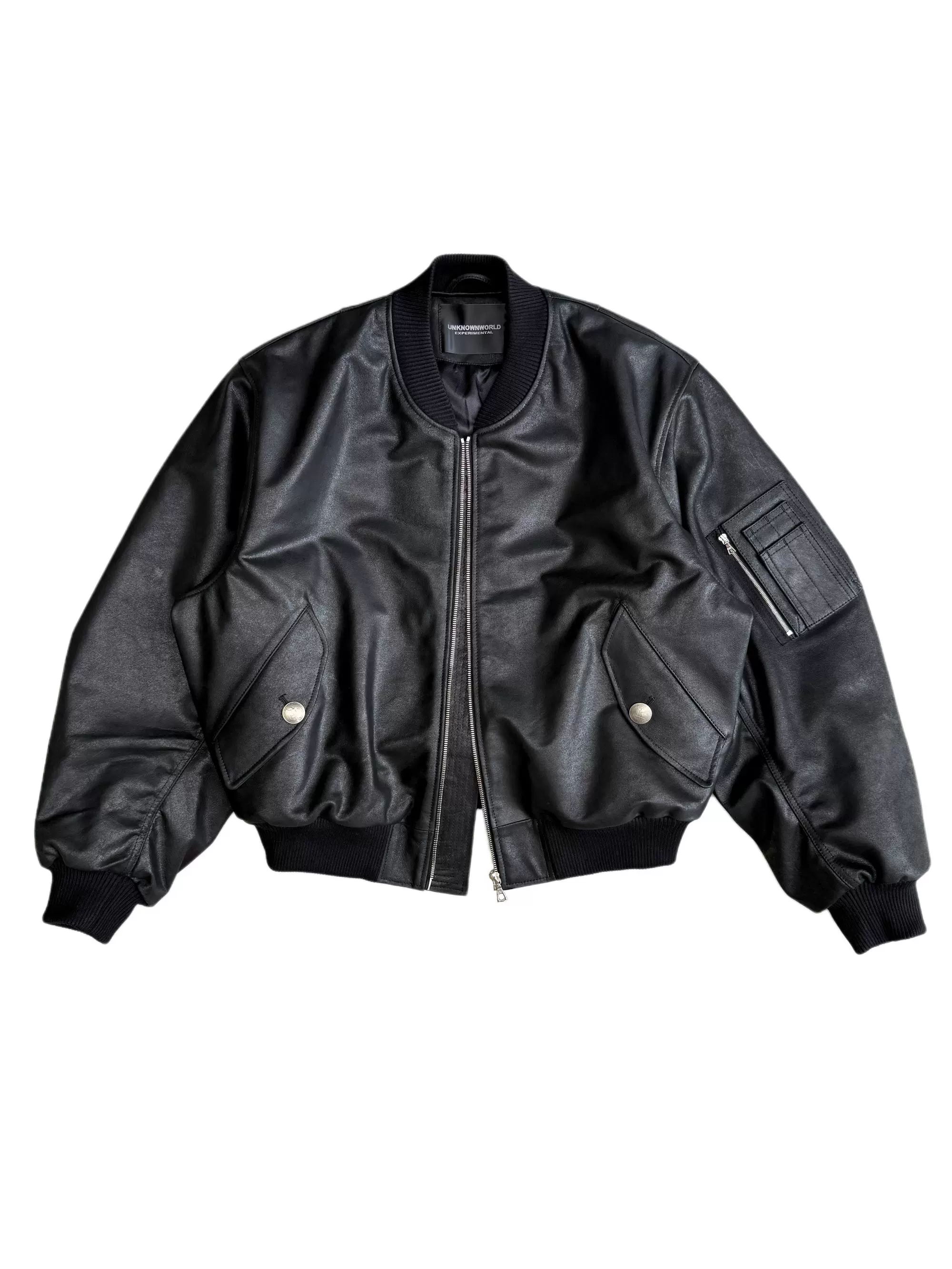 Burnt Matte Leather Bomber Jacket