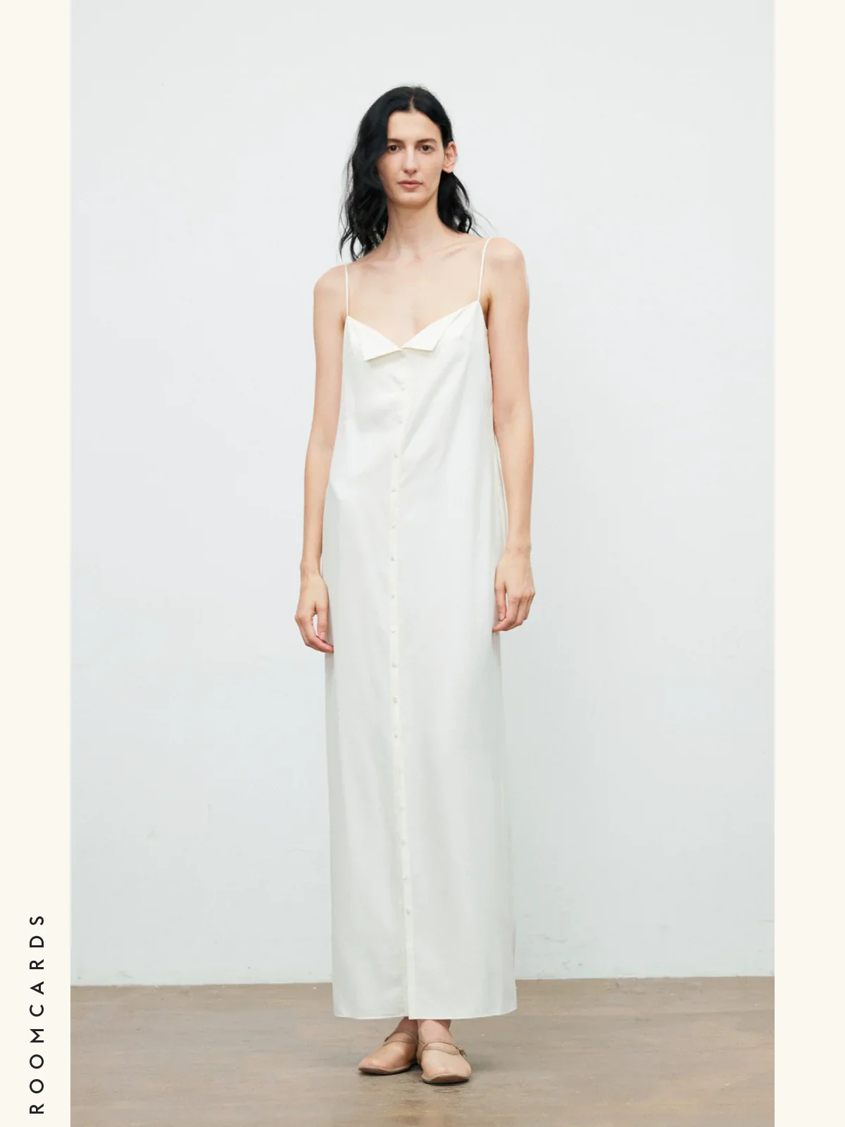 Button-Front Silk Slip Dress - Image 3