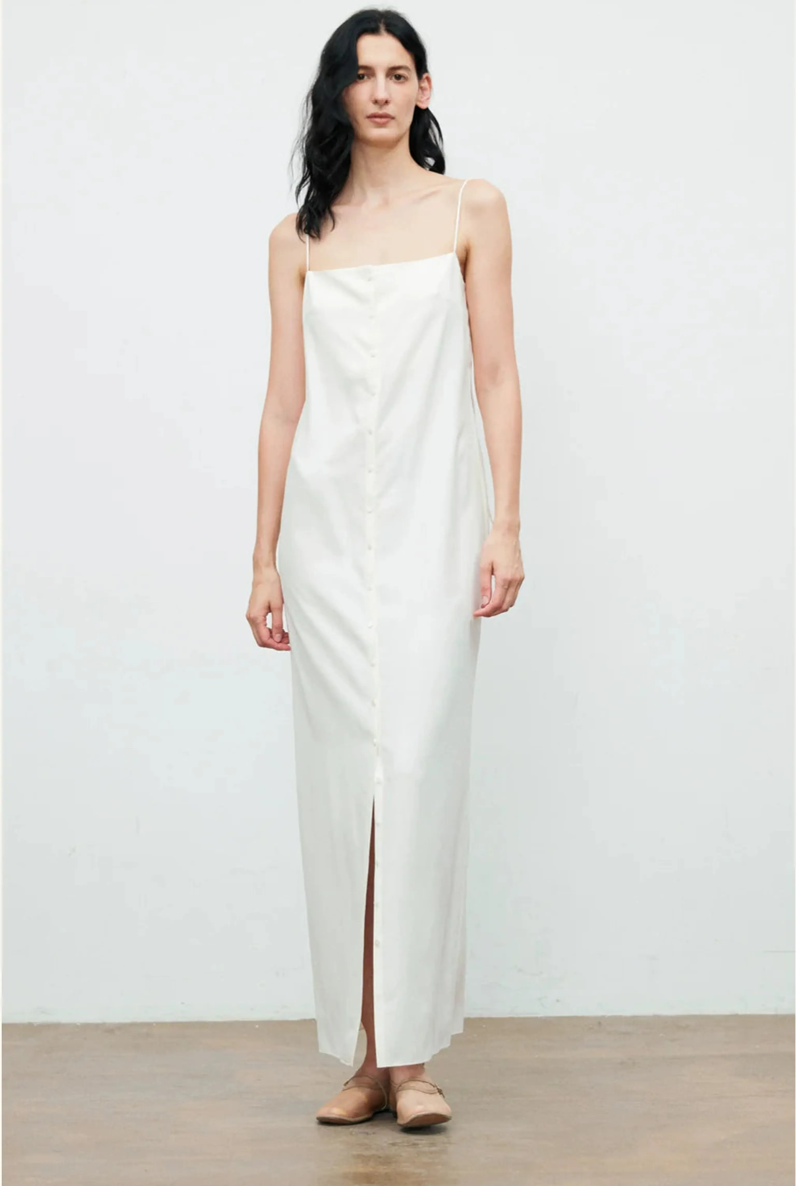 Button-Front Silk Slip Dress - Image 5