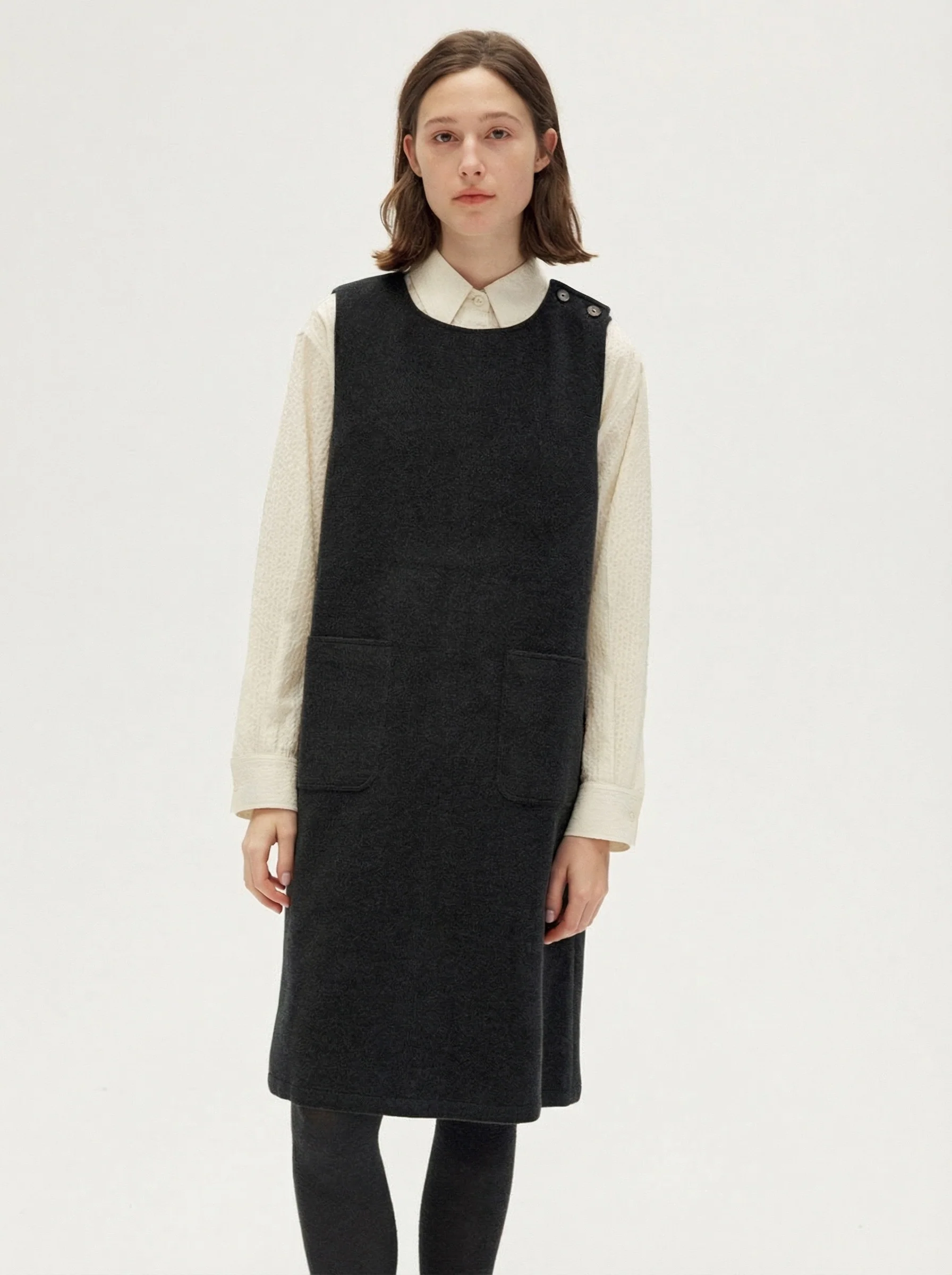 Button-Shoulder Pinafore Dress - Image 3