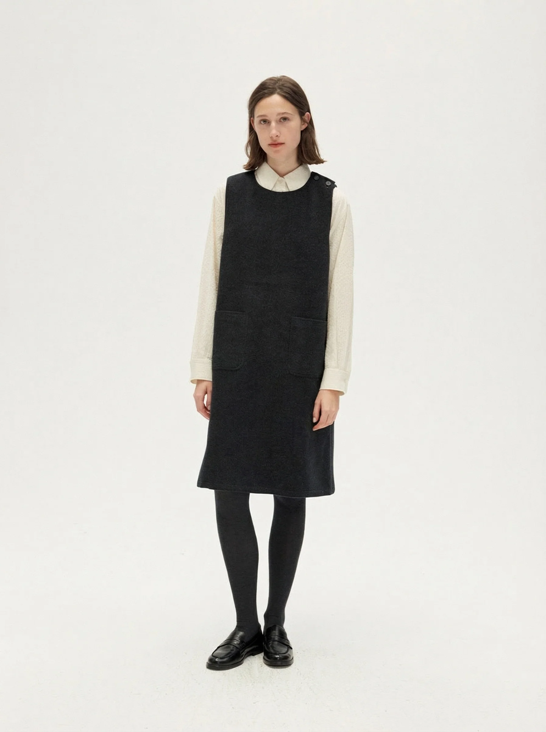 Button-Shoulder Pinafore Dress - Image 4