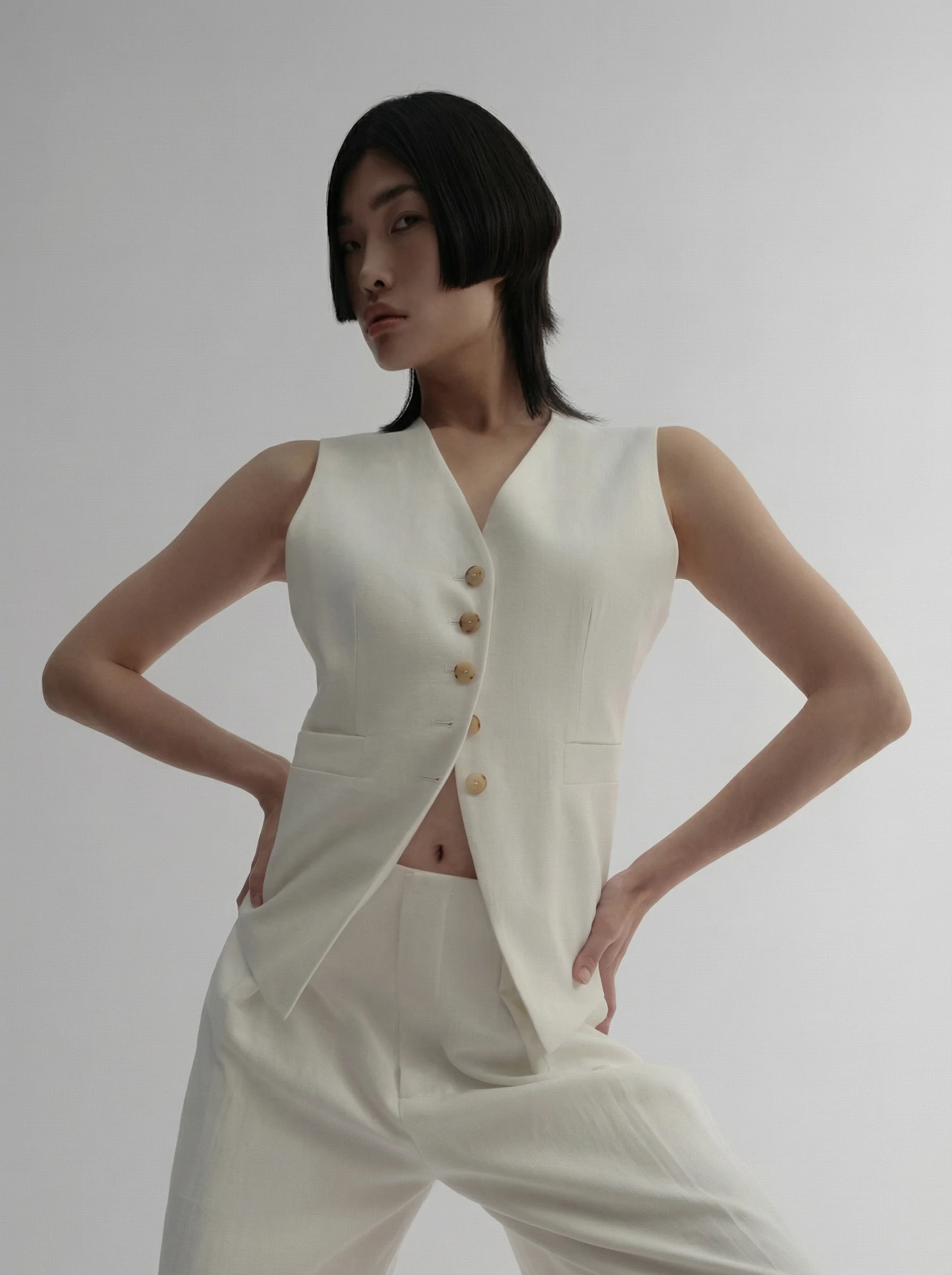 Buttoned Tailored Vest