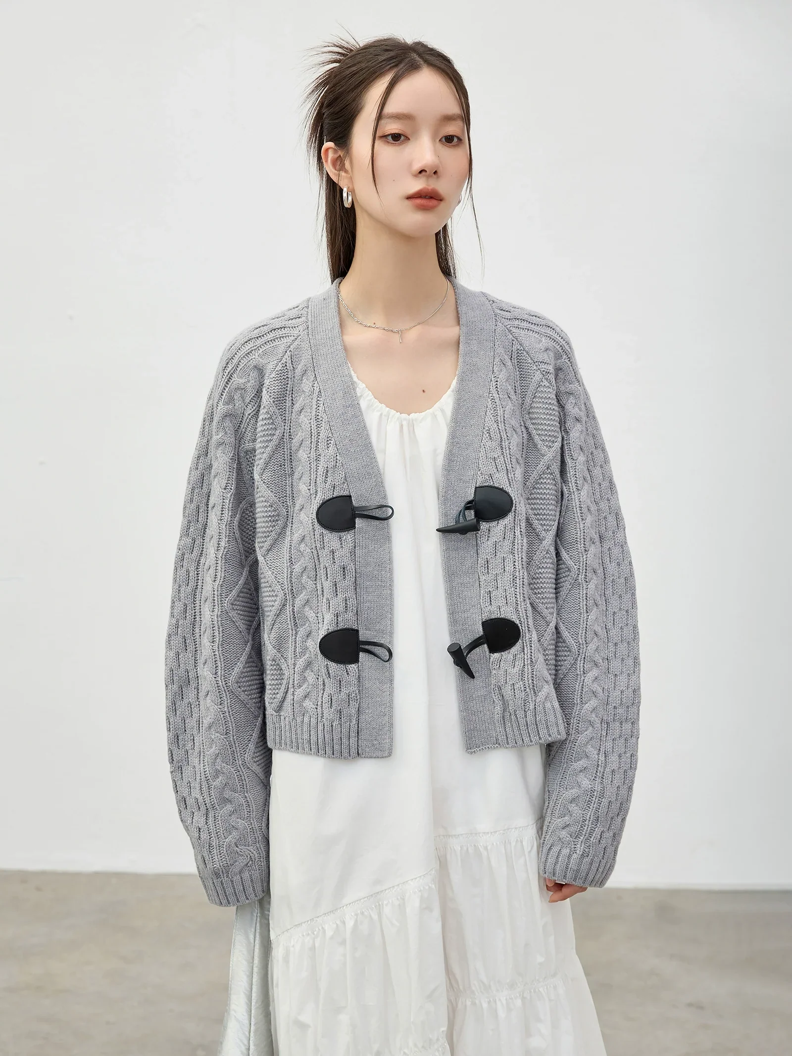 Cable-Knit Cardigan with Toggle Closures