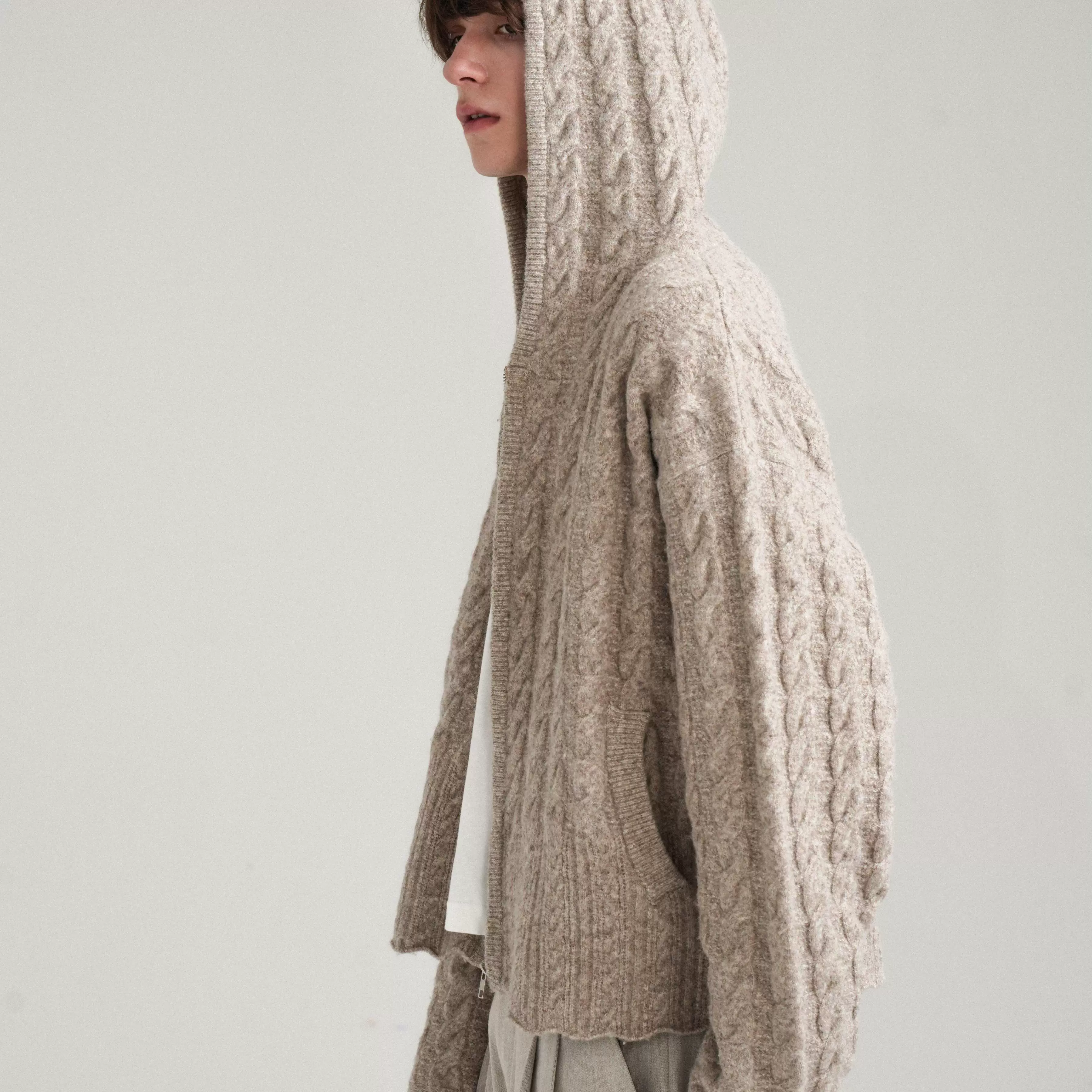 Cable-Knit Hooded Sweater - Image 4