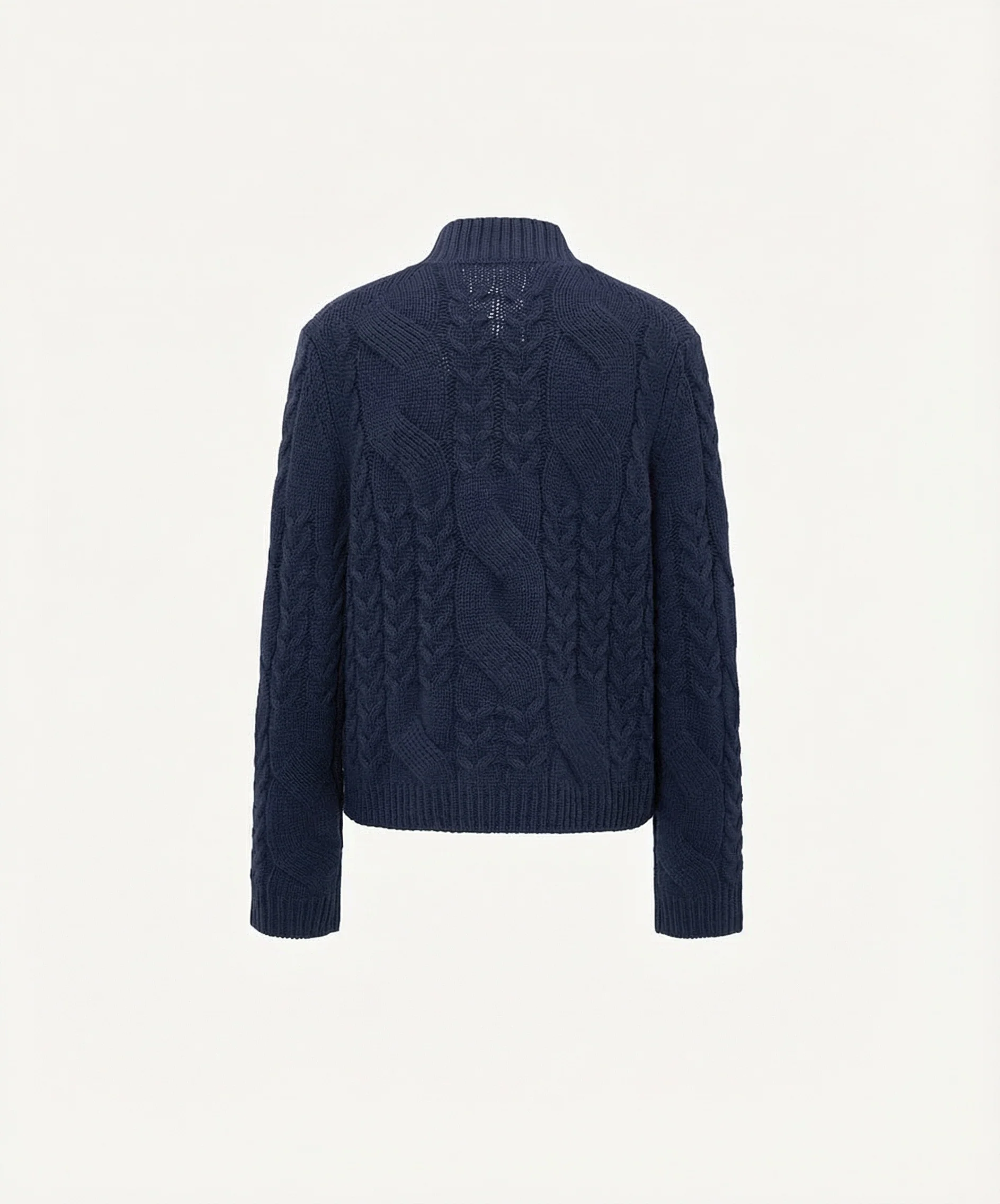 Cable Knit Stand Collar Cardigan - Image 4