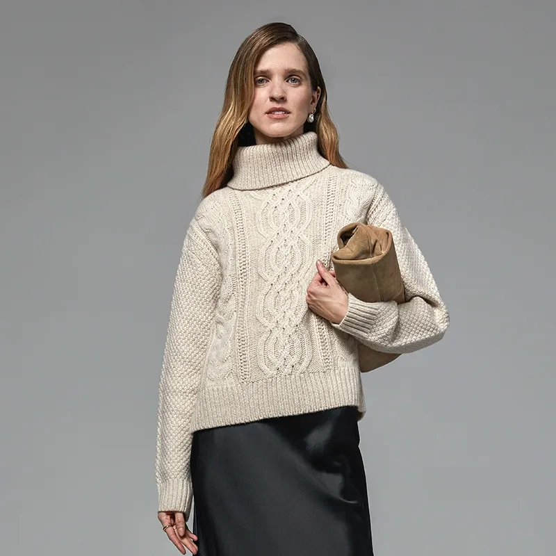Cable Knit Turtleneck Sweater - Image 3