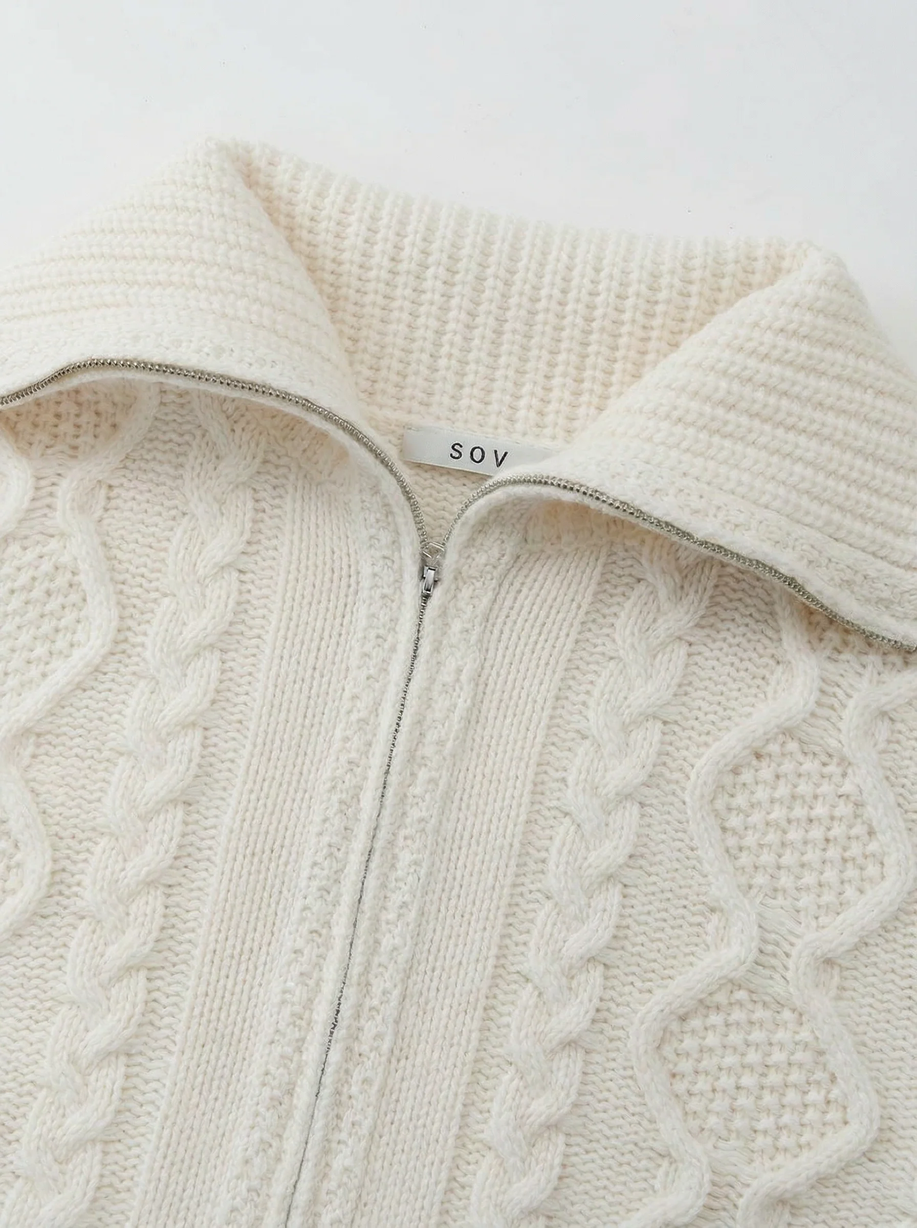 Cable Knit Zip Cardigan - Image 2