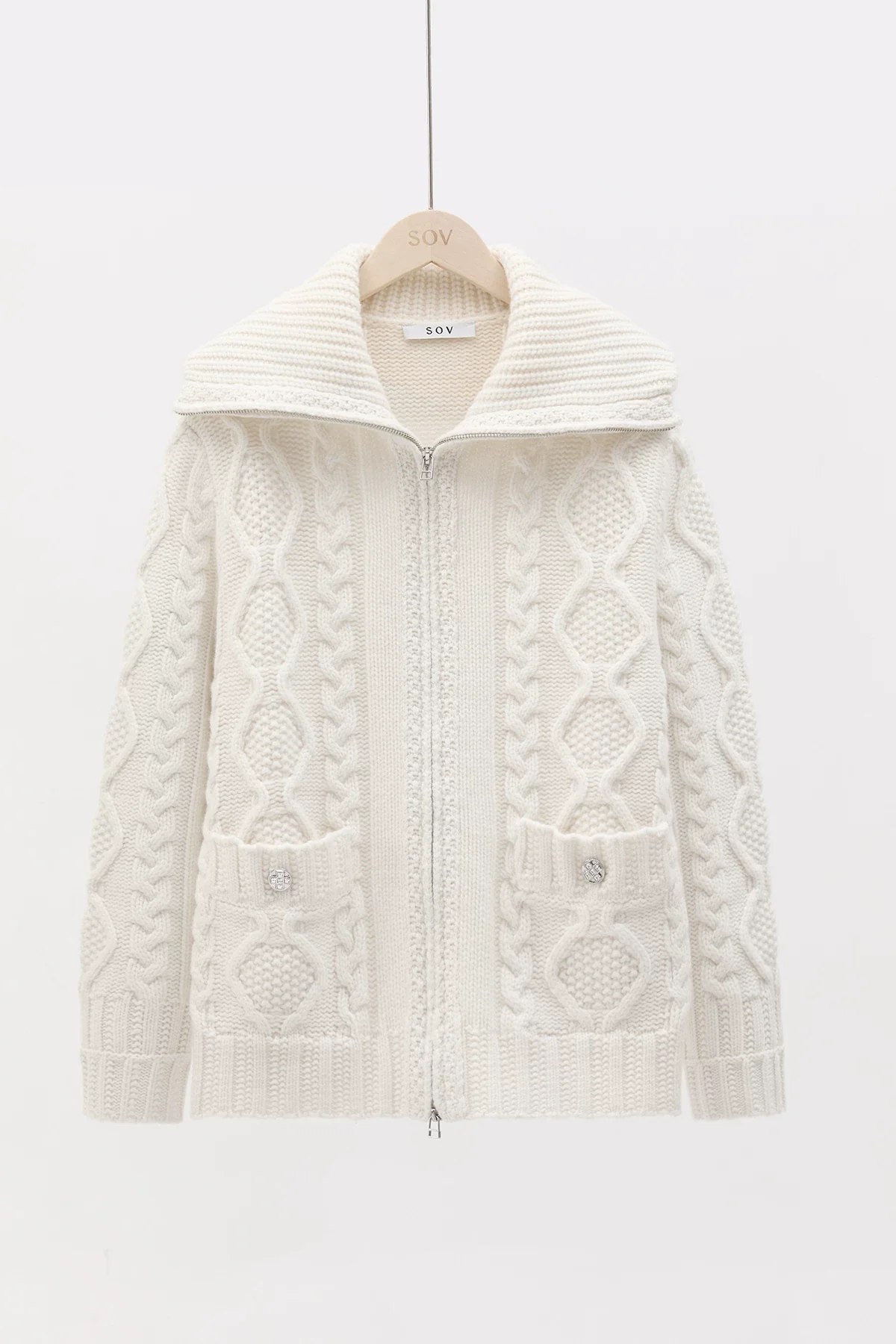 Cable Knit Zip Cardigan - Image 5