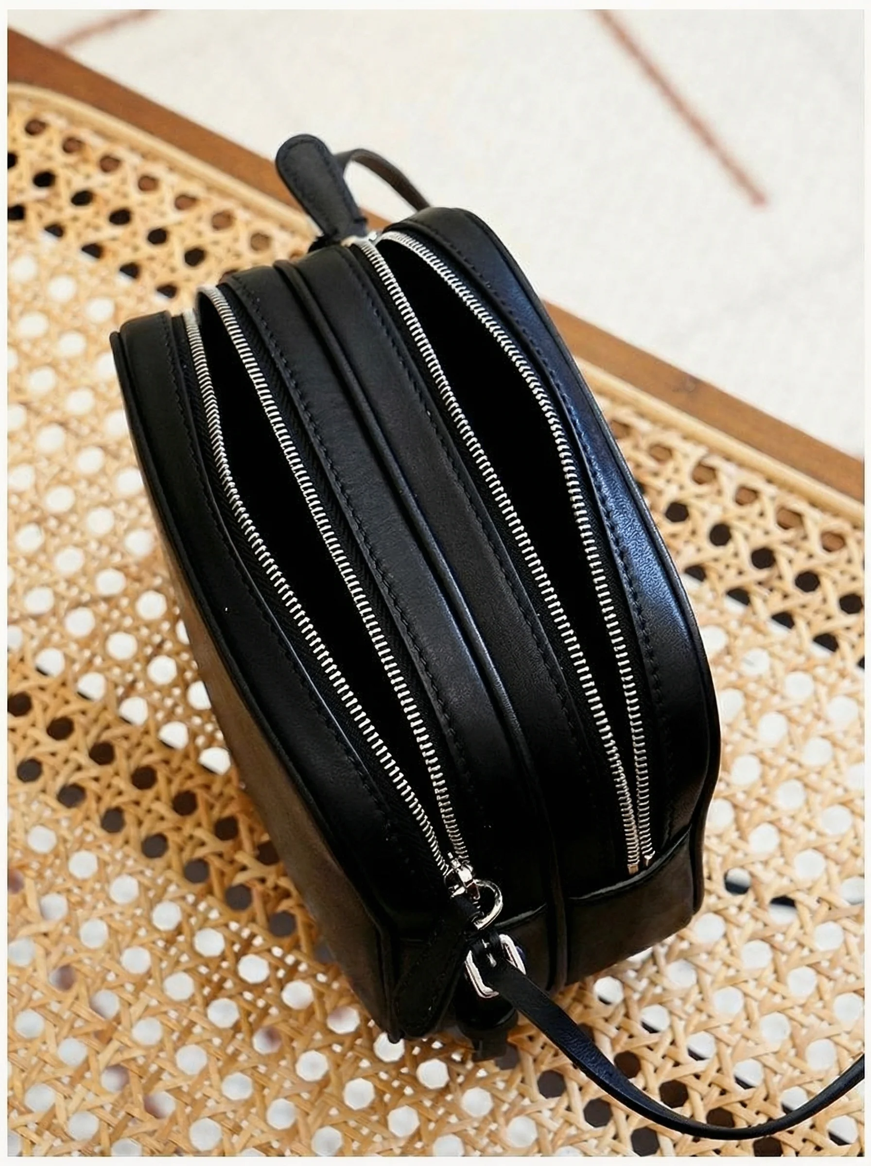 Calfskin Double Zipper Mini Crossbody Bag - Image 5