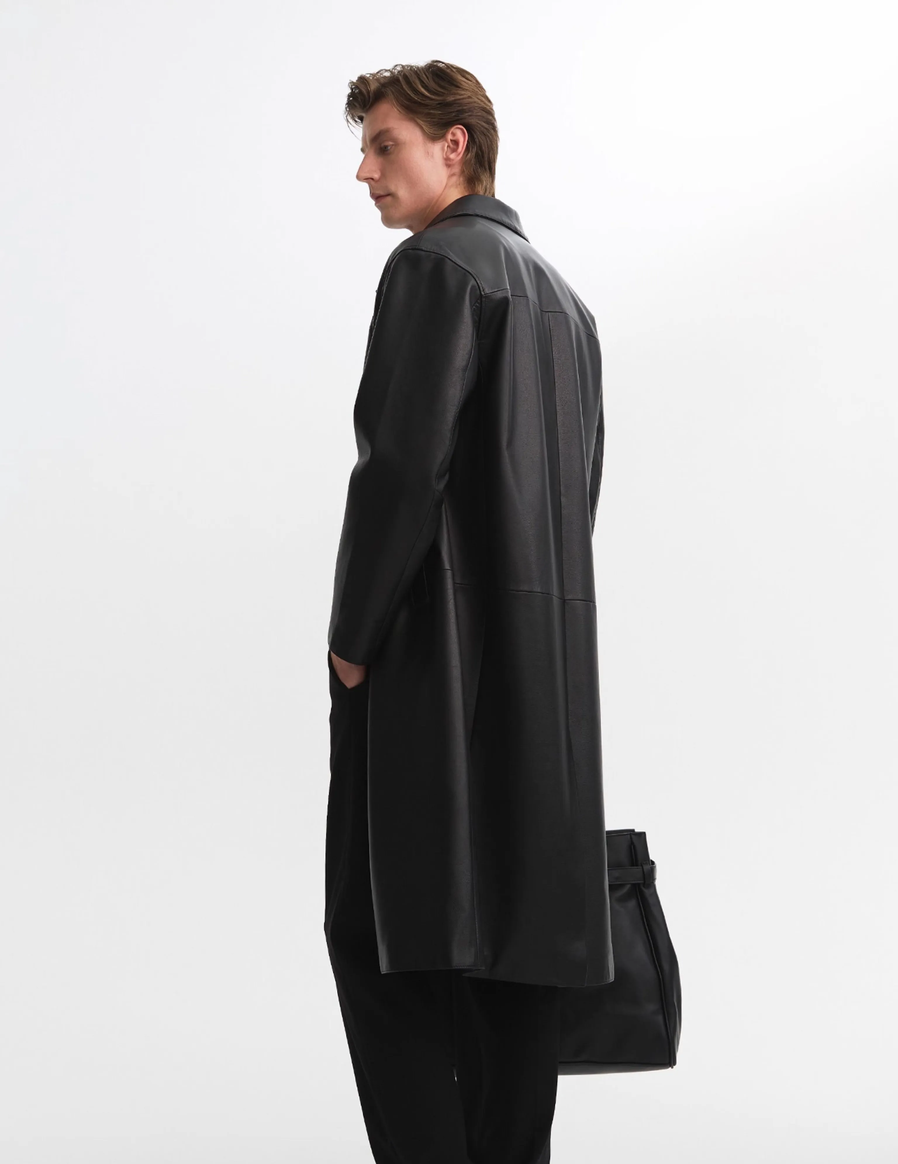 Calfskin Four-Button Overcoat - Image 4