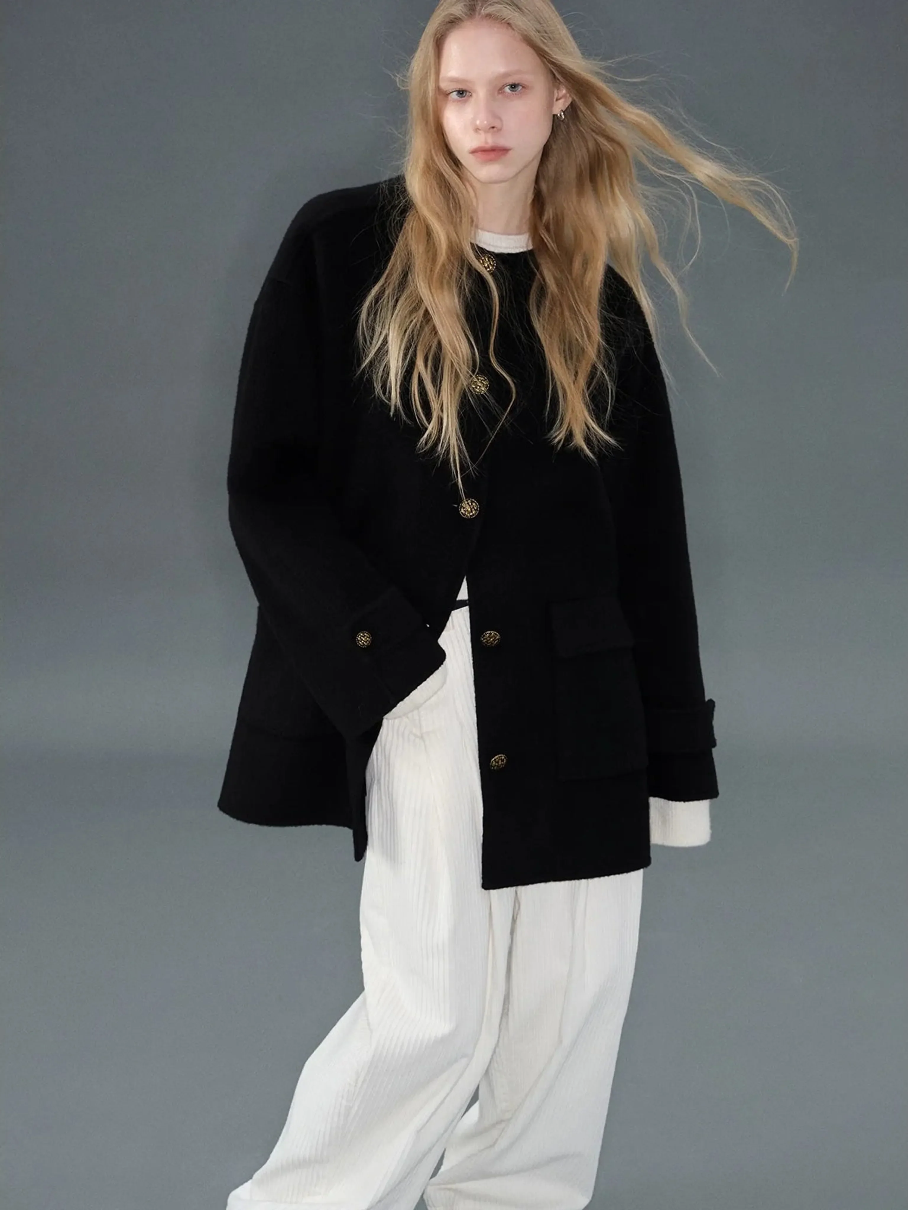 Camel Cashmere Blended Short Coat - Image 4