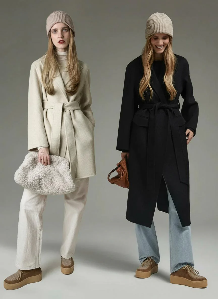 Camel Cashmere Silk Mid-Length Coat - Image 4