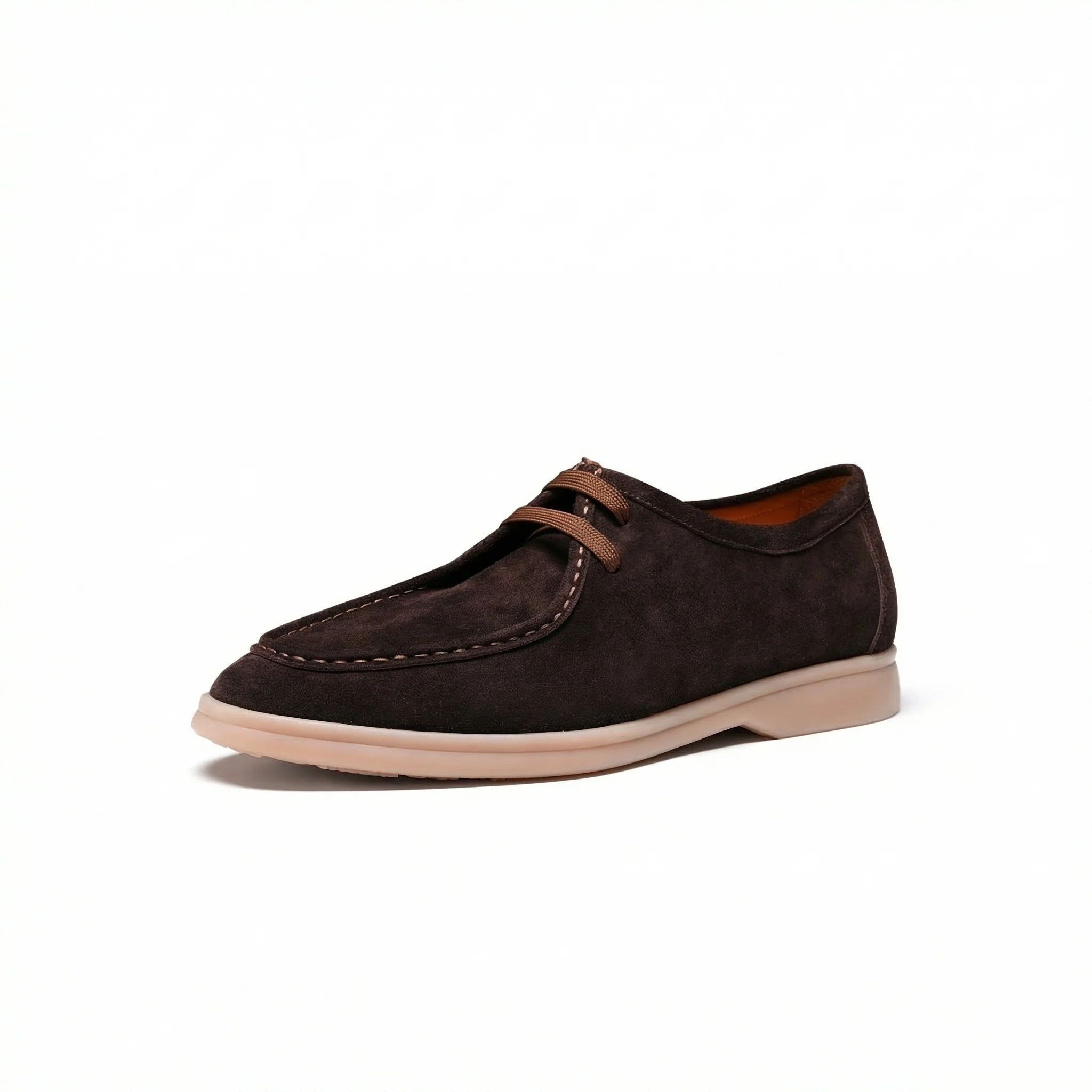 Camel Suede Moc-Toe Lace-Ups - Image 11