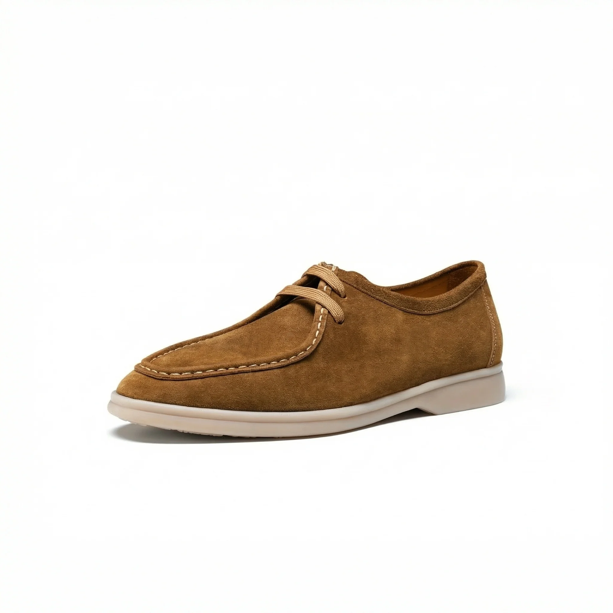 Camel Suede Moc-Toe Lace-Ups - Image 17