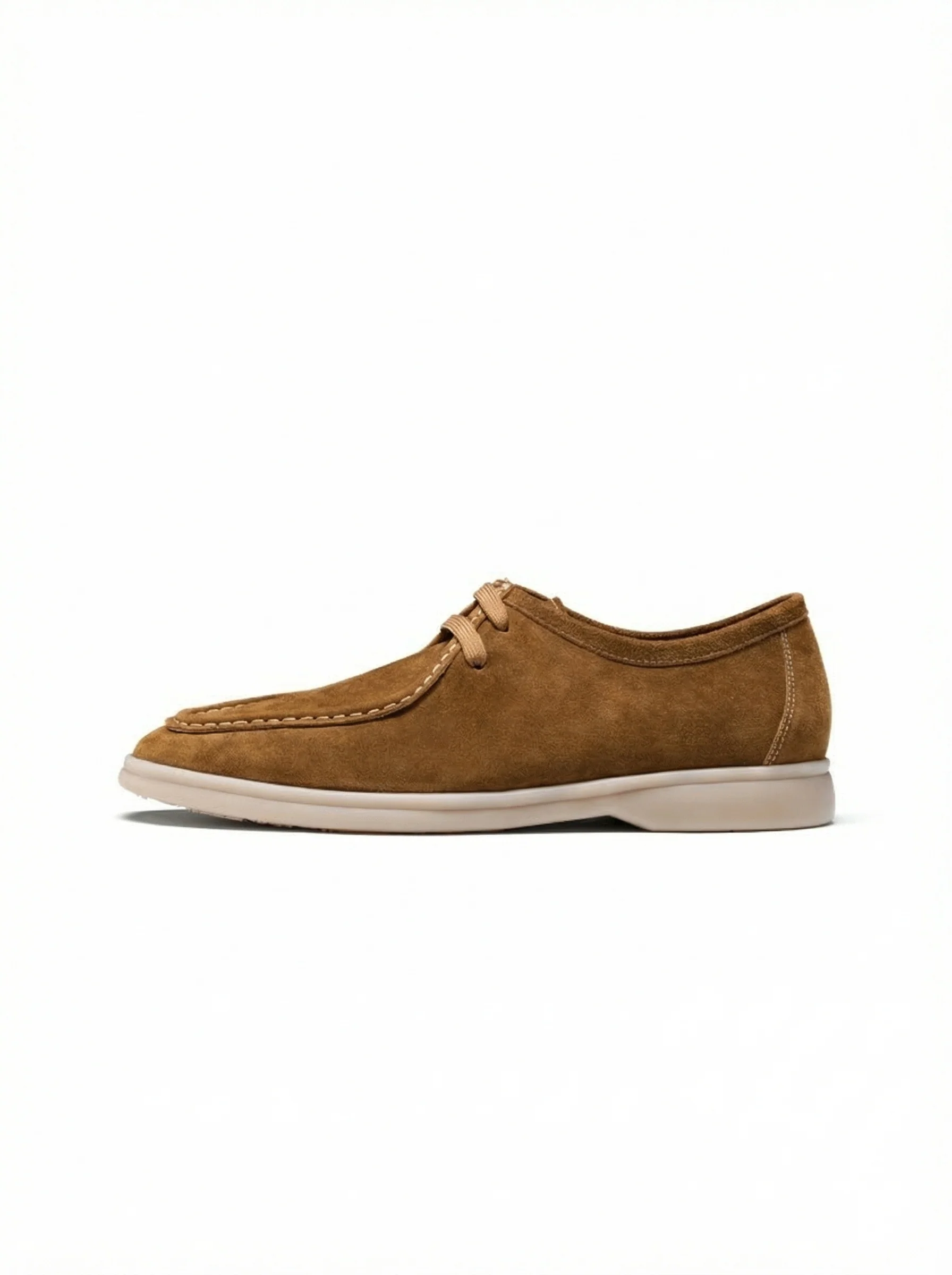 Camel Suede Moc-Toe Lace-Ups - Image 2