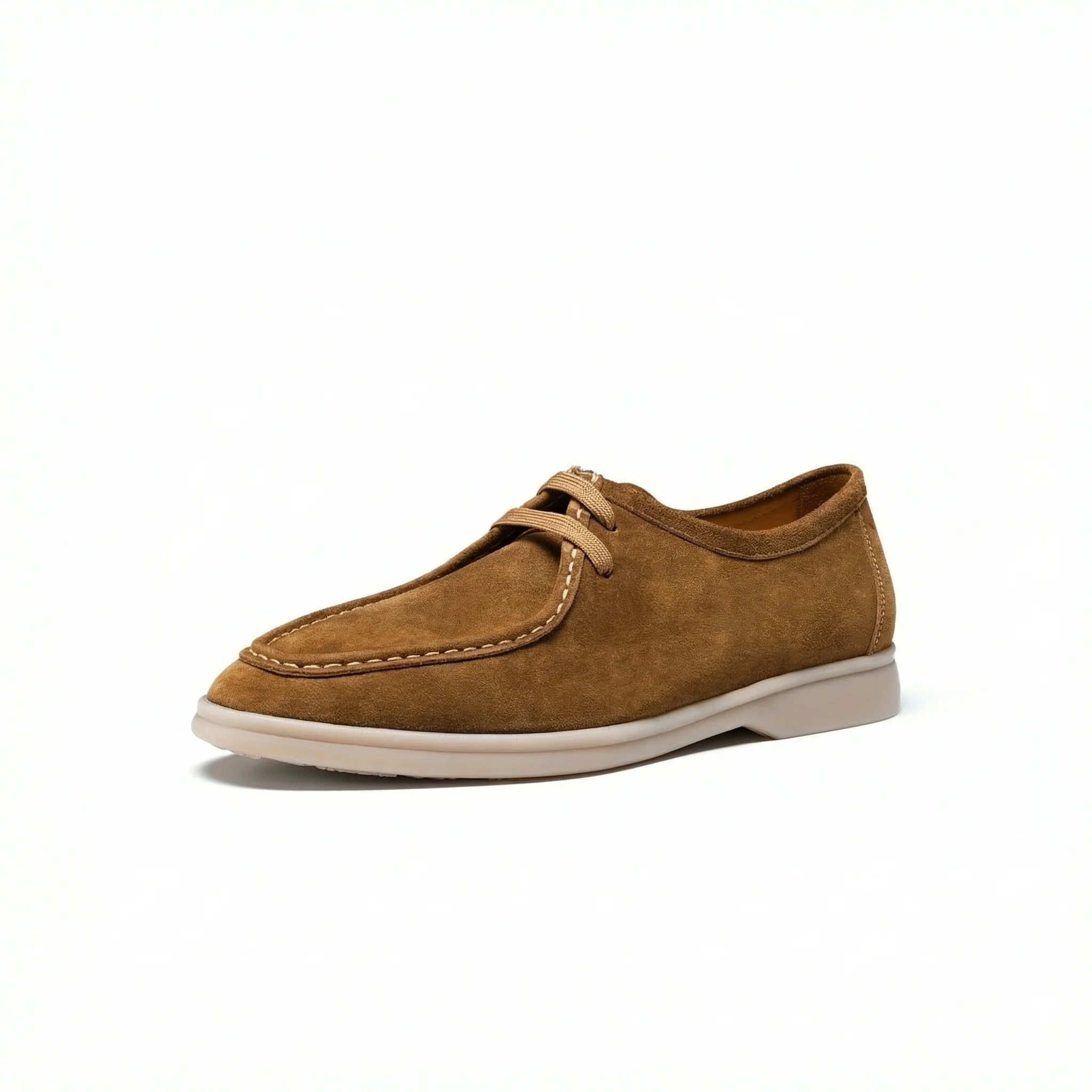 Camel Suede Moc-Toe Lace-Ups - Image 20