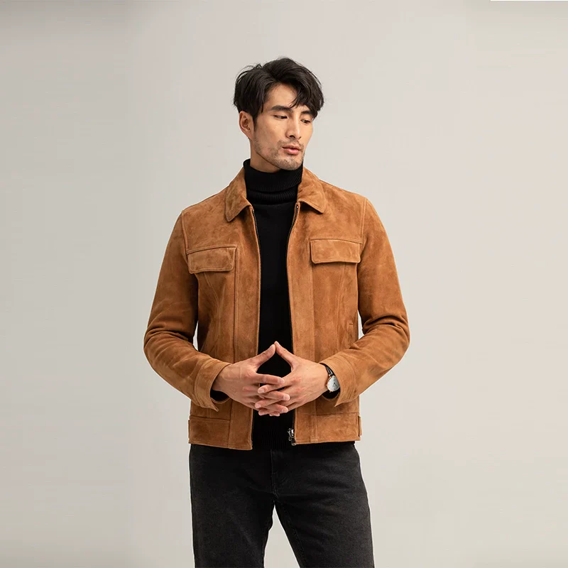 Camel Suede Zip Jacket