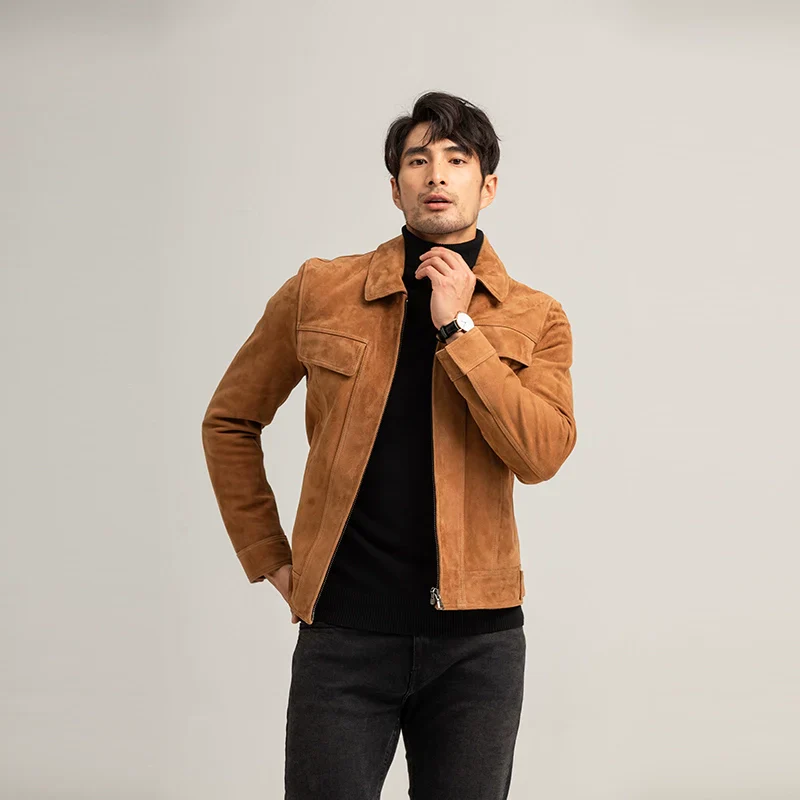 Camel Suede Zip Jacket - Image 3