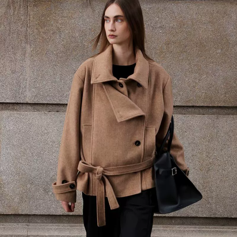 Camel Wool Double-Breasted Coat - Image 3