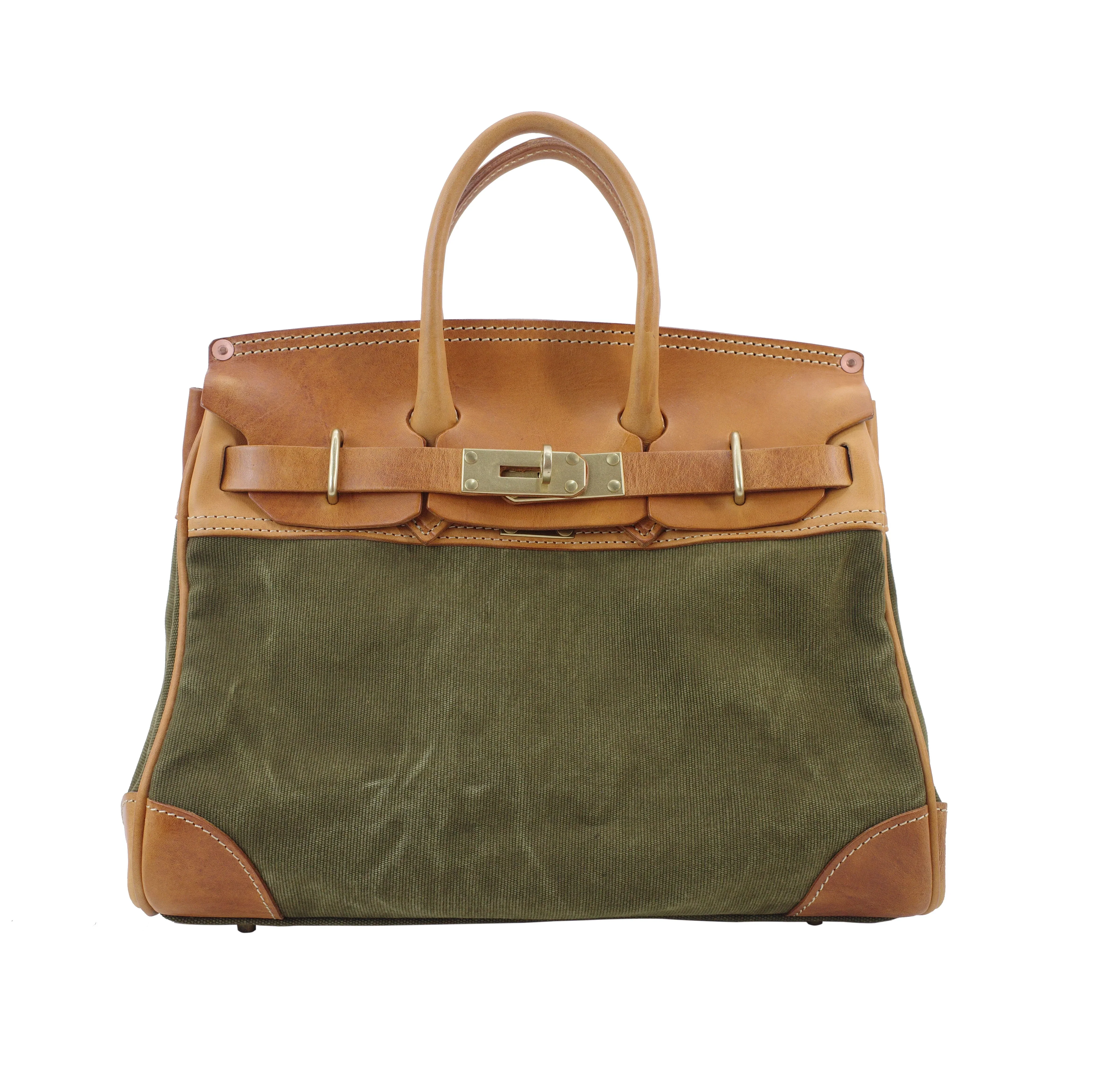 Canvas Leather Top-Handle Bag - Image 6