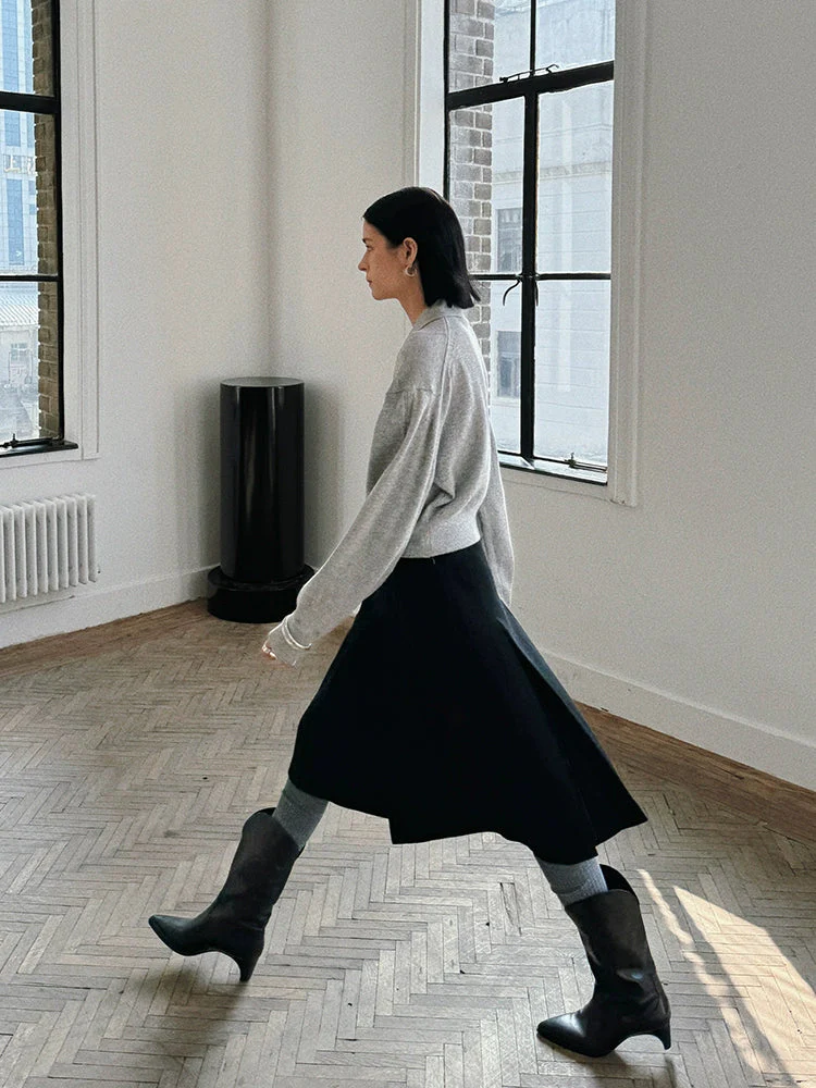 Cashmere-Blend Cropped Polo Sweater - Image 4