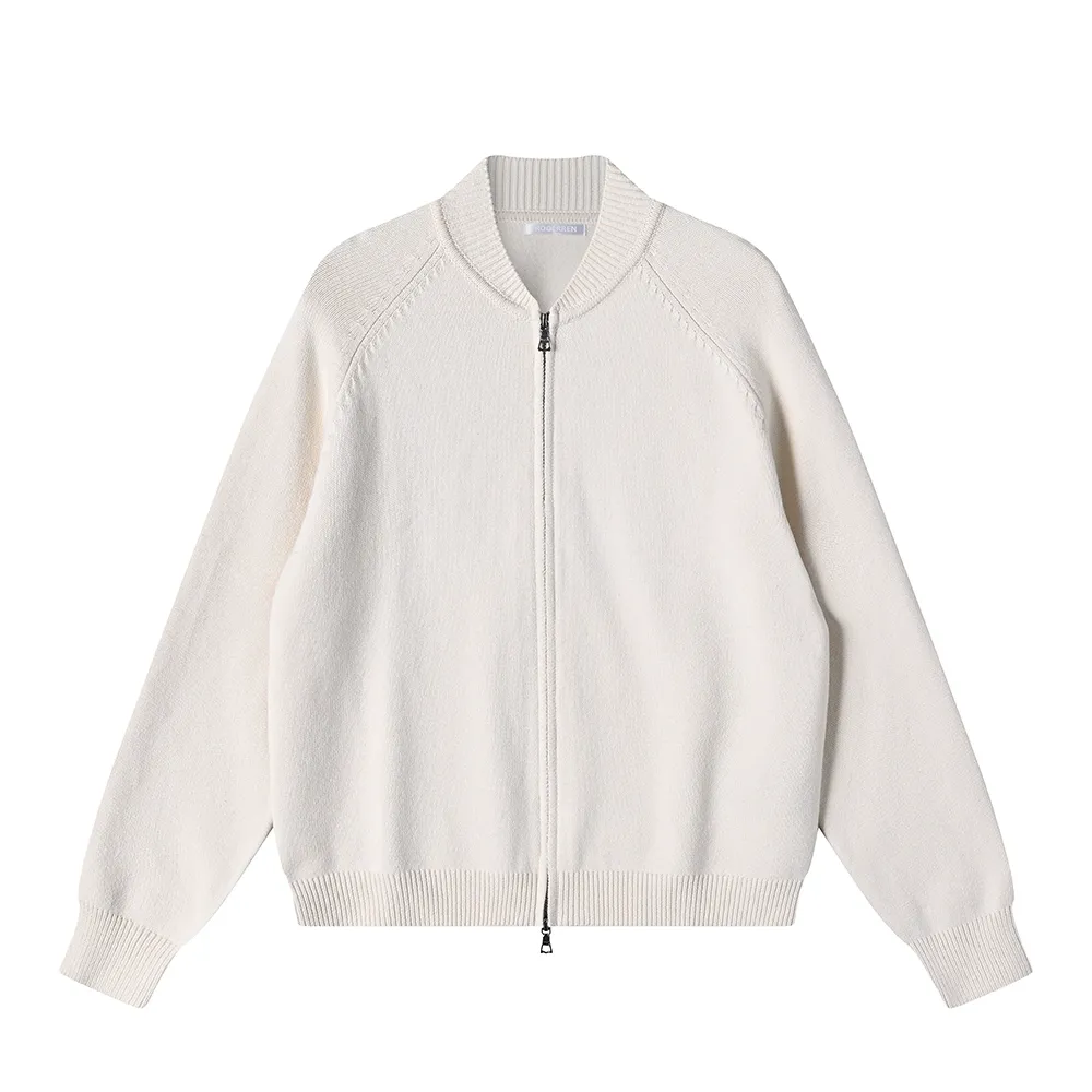Cashmere Blend Raglan Zip Knit Cardigan - Image 2