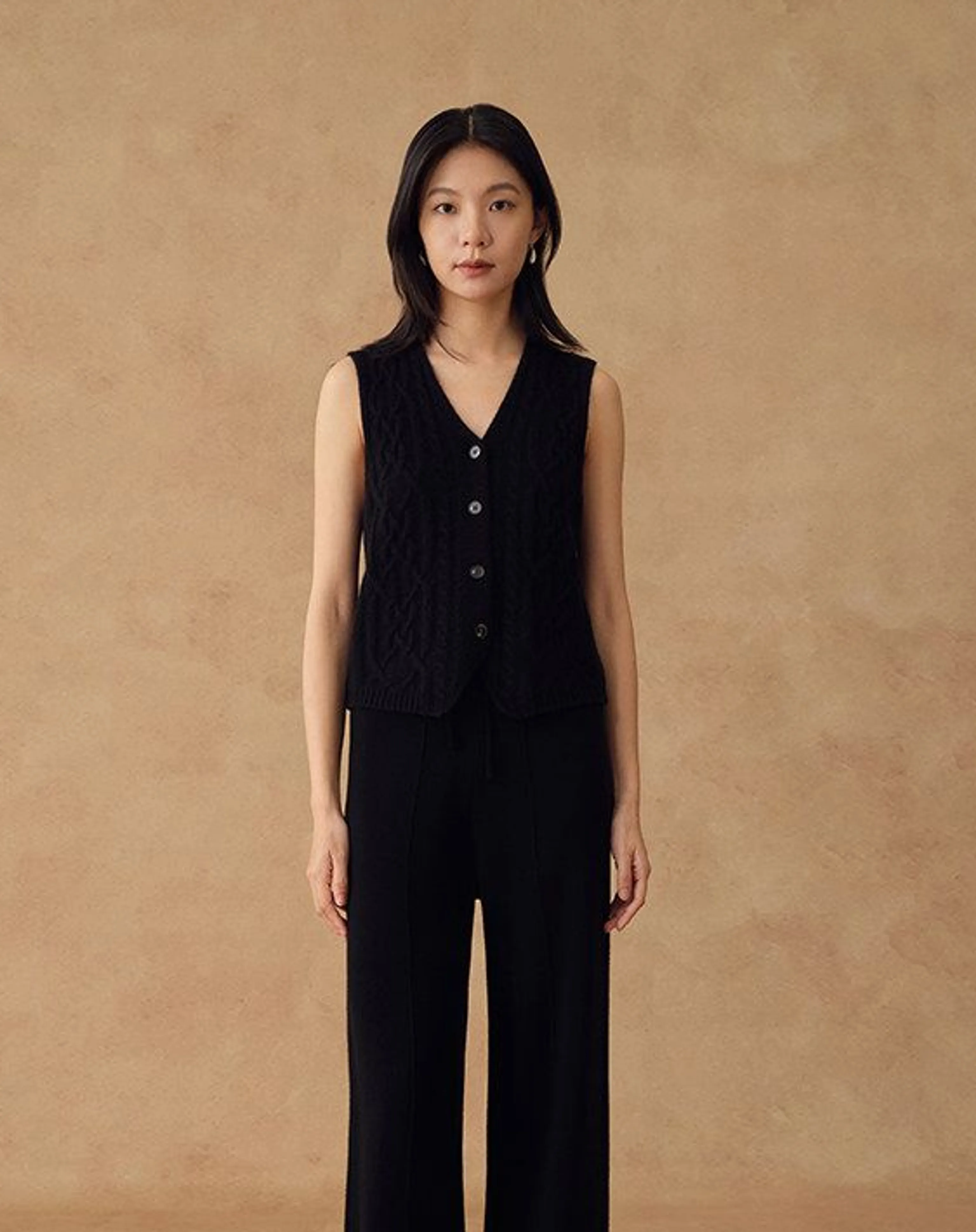 Cashmere Cable-Knit Cardigan and Vest Set - Image 3