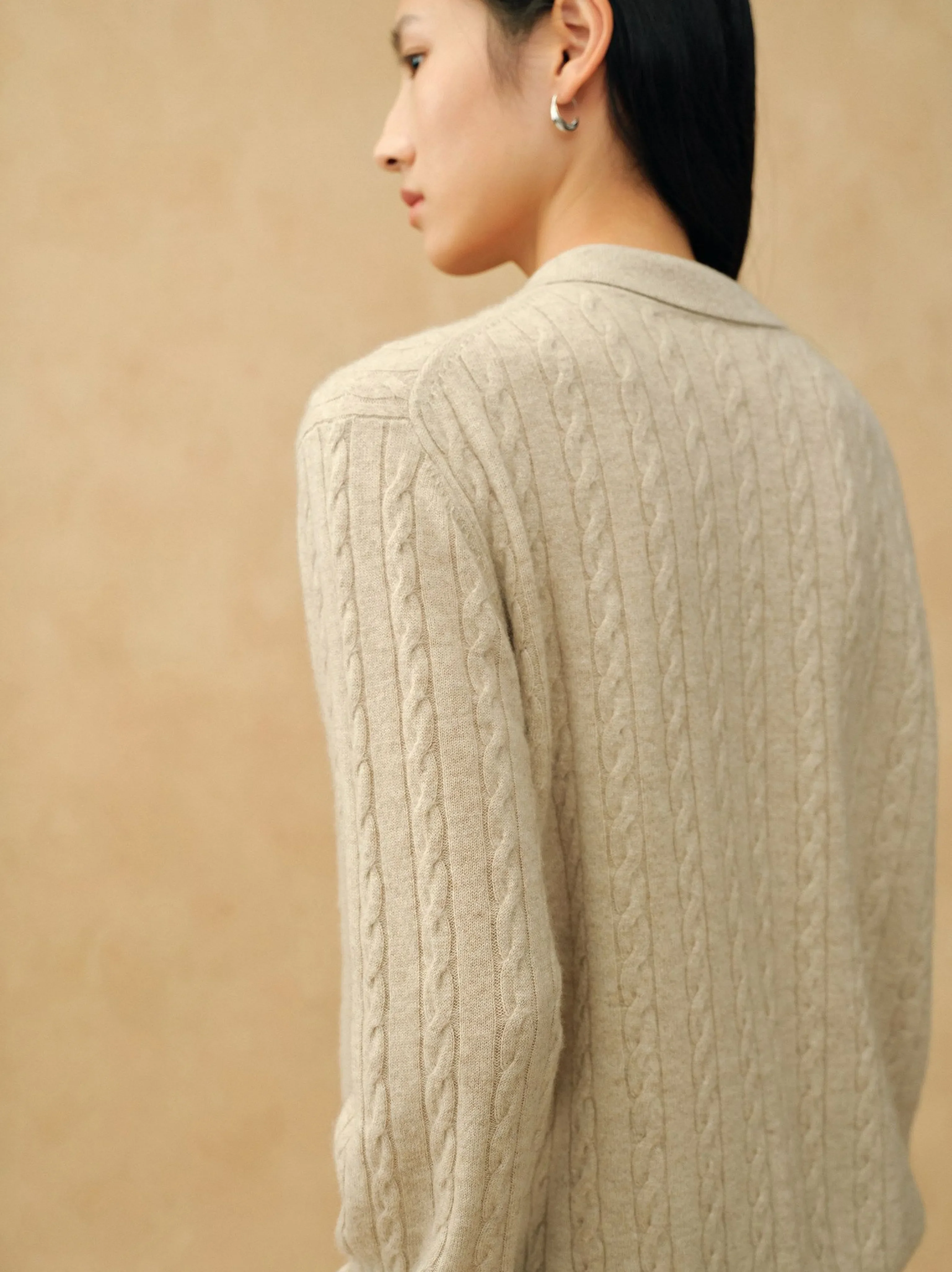 Cashmere Cable Polo Sweater - Image 4