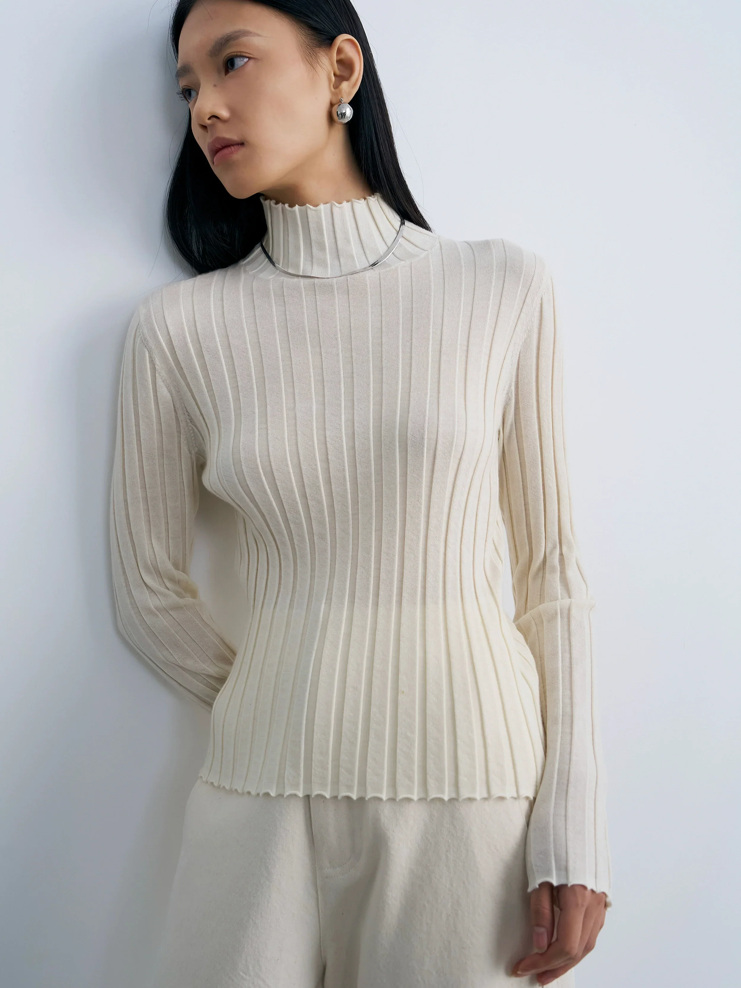 Cashmere Ribbed Turtleneck Sweater - Image 3