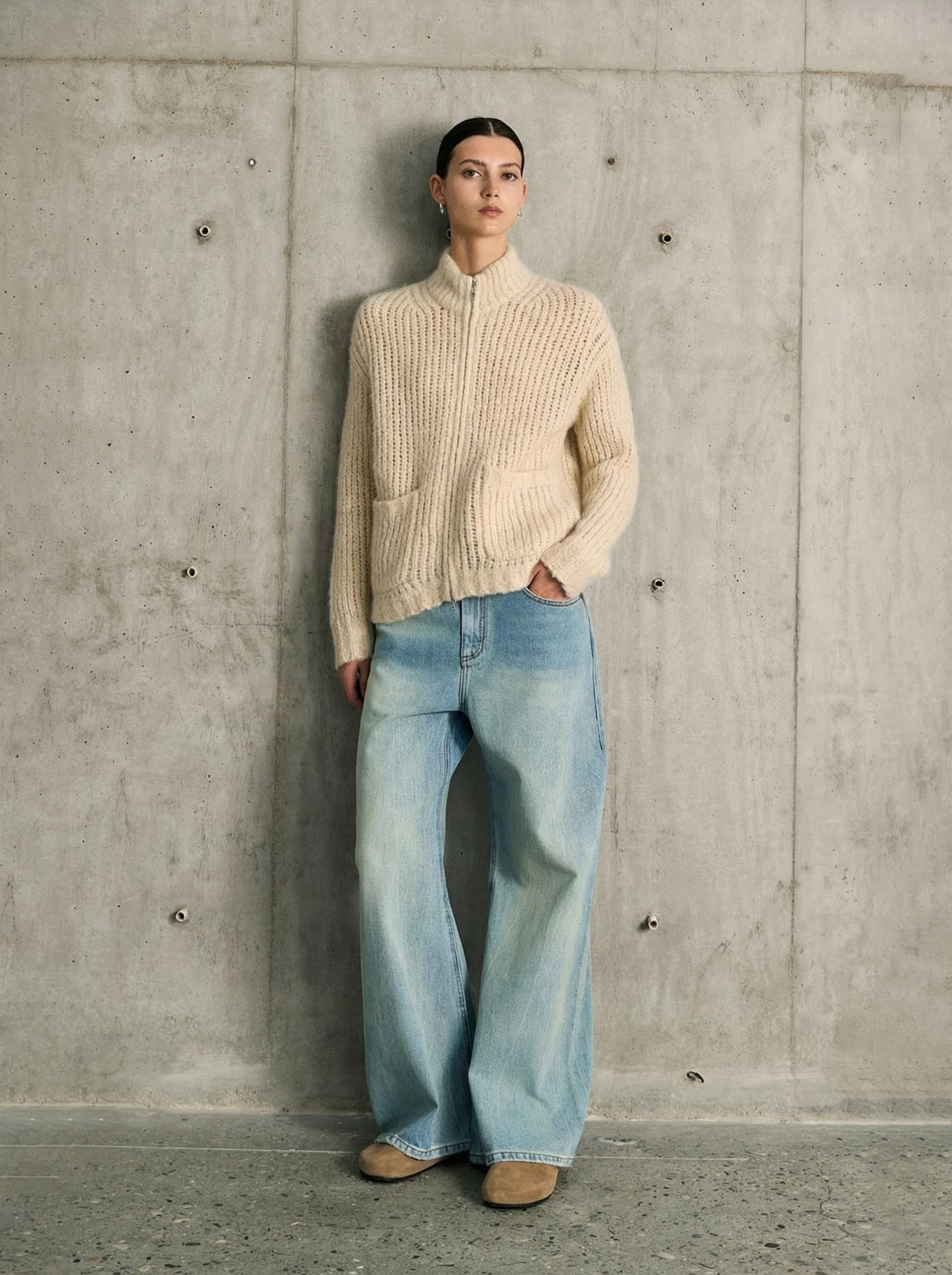 Cashmere Silk Zip Cardigan