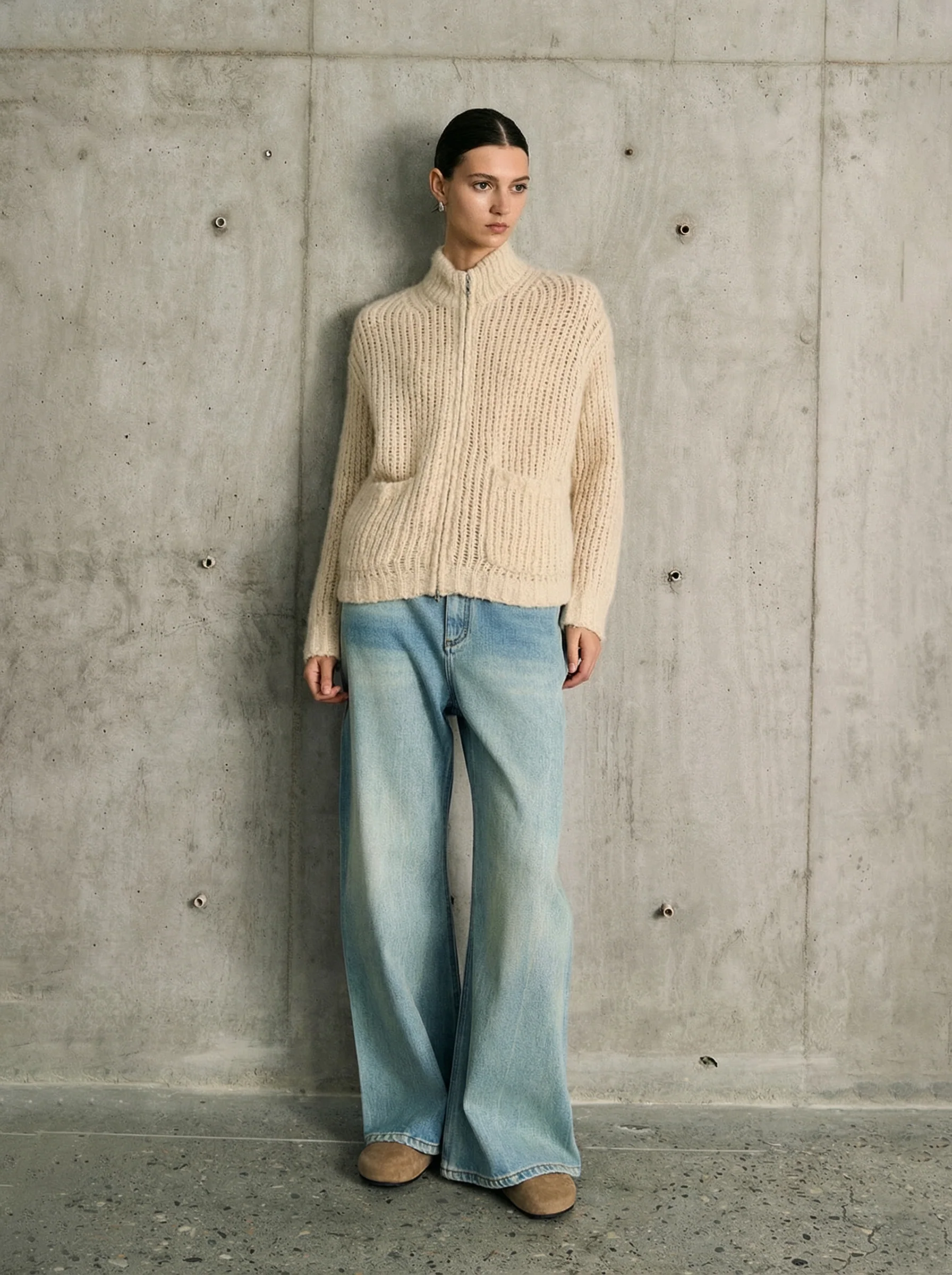Cashmere Silk Zip Cardigan - Image 2