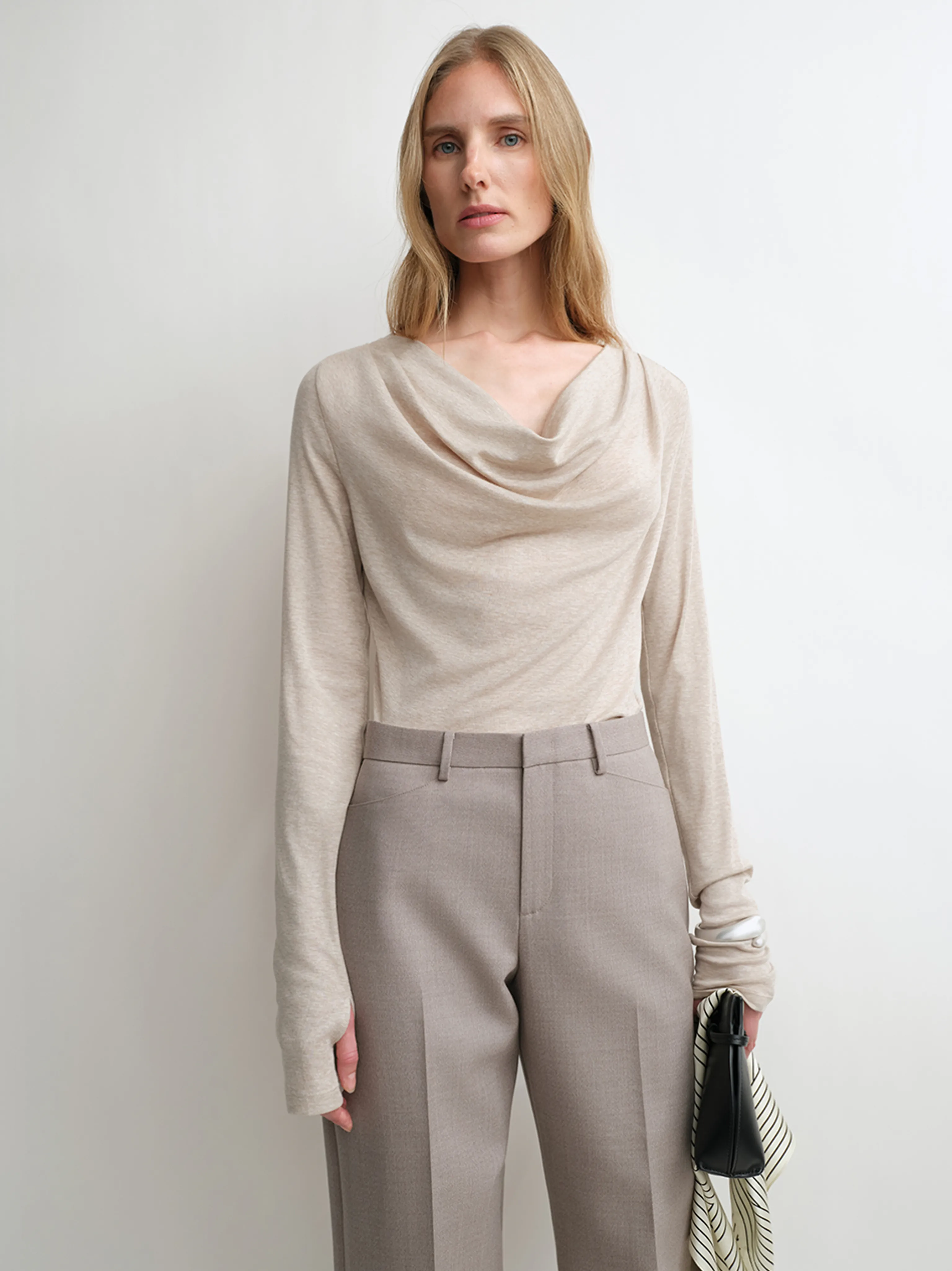 Cashmere Tencel Cowl-Neck Knit Top - Image 10