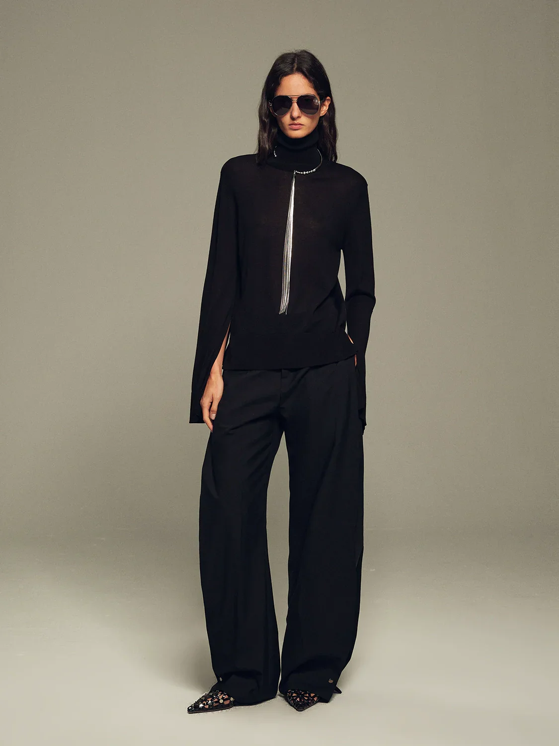 Cashmere Tencel Split-Sleeve Turtleneck - Image 3