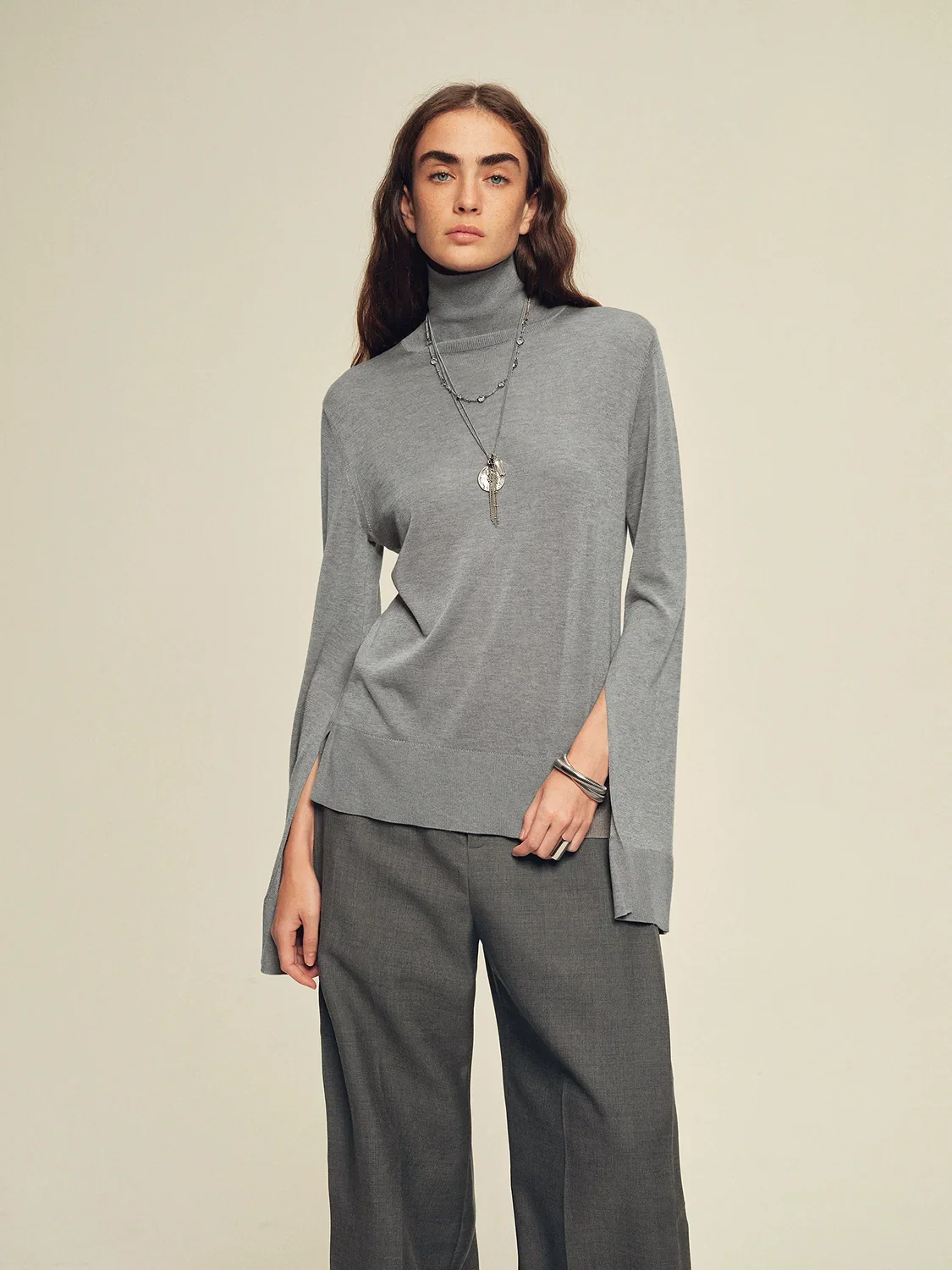 Cashmere Tencel Split-Sleeve Turtleneck - Image 4