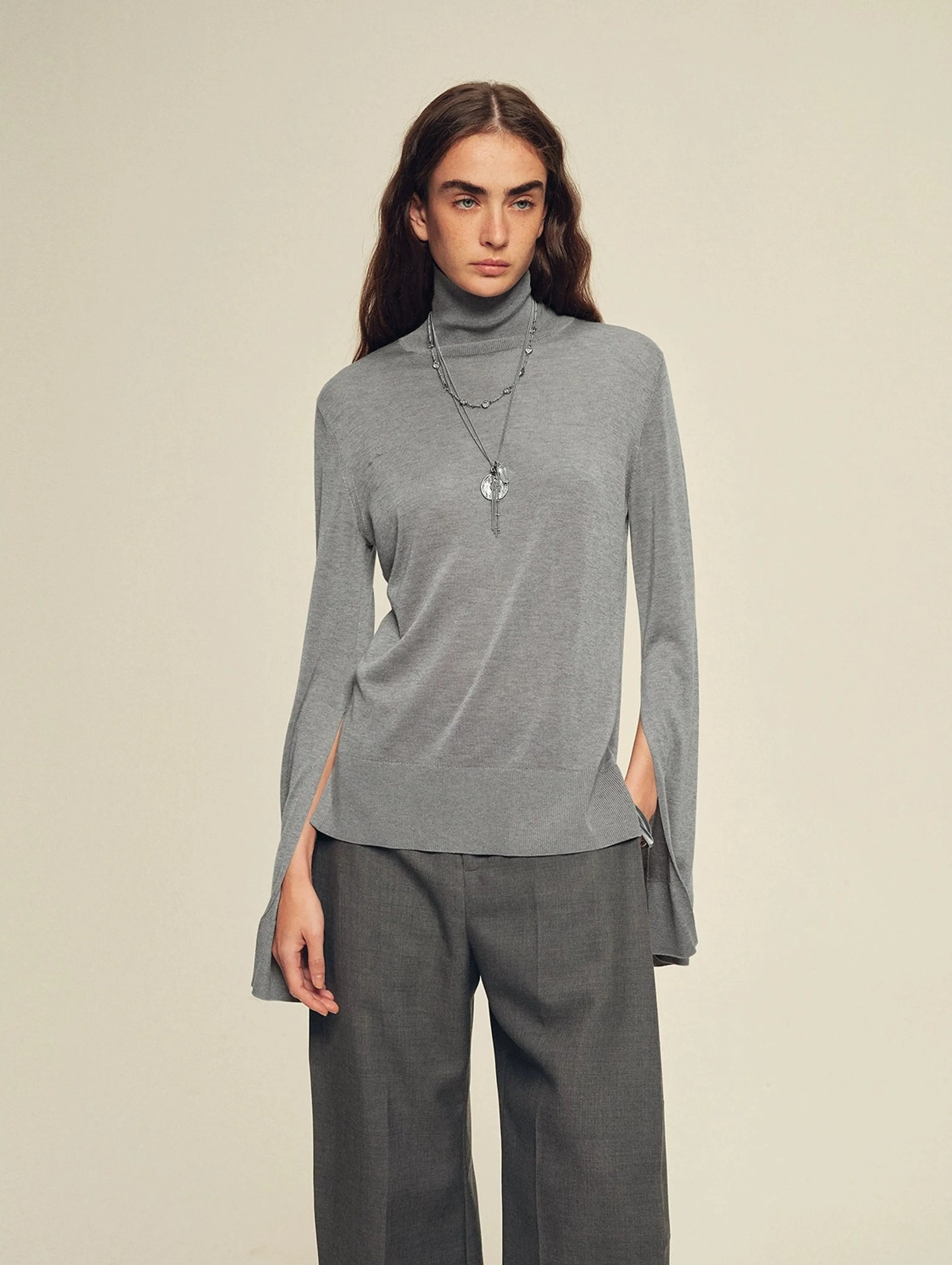 Cashmere Tencel Split-Sleeve Turtleneck - Image 5