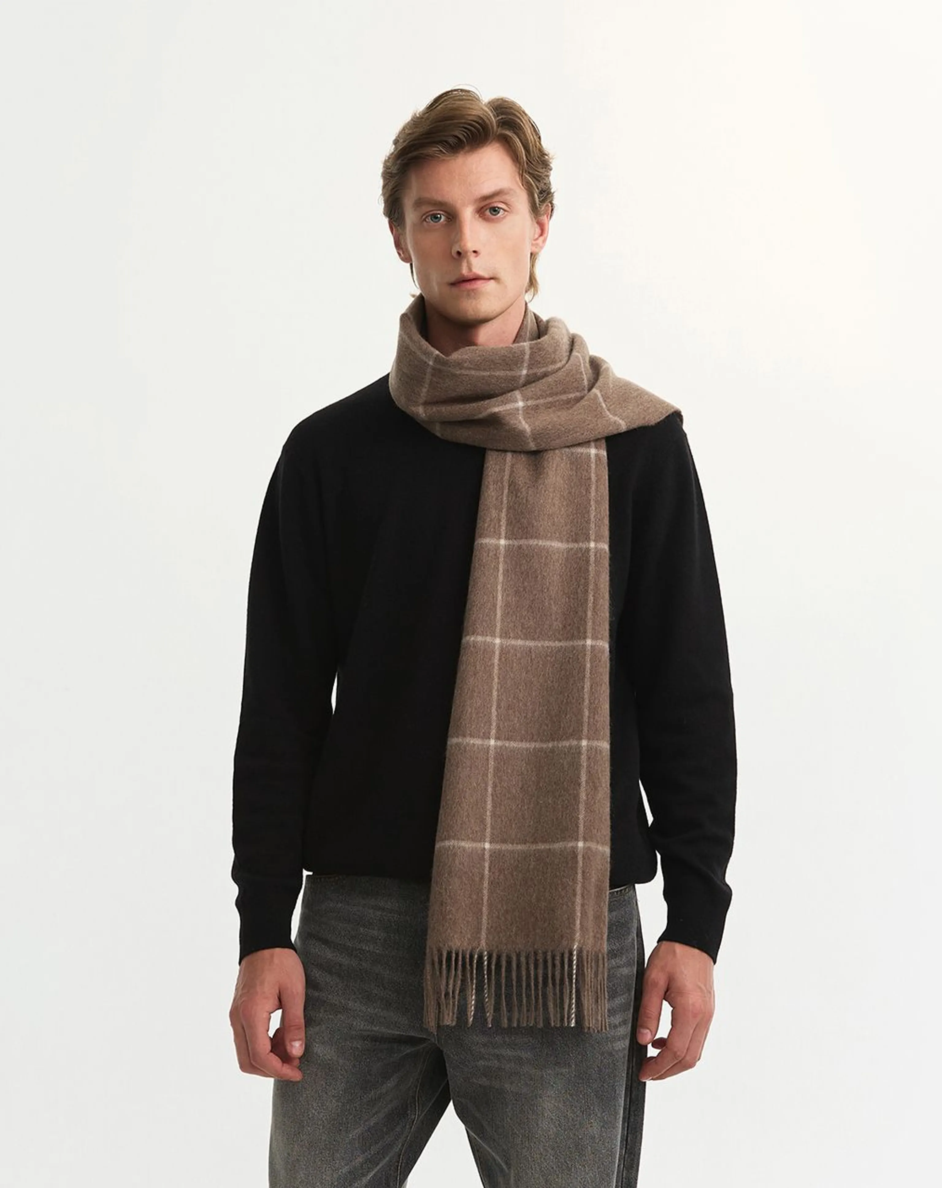 Cashmere Windowpane Scarf - Image 4