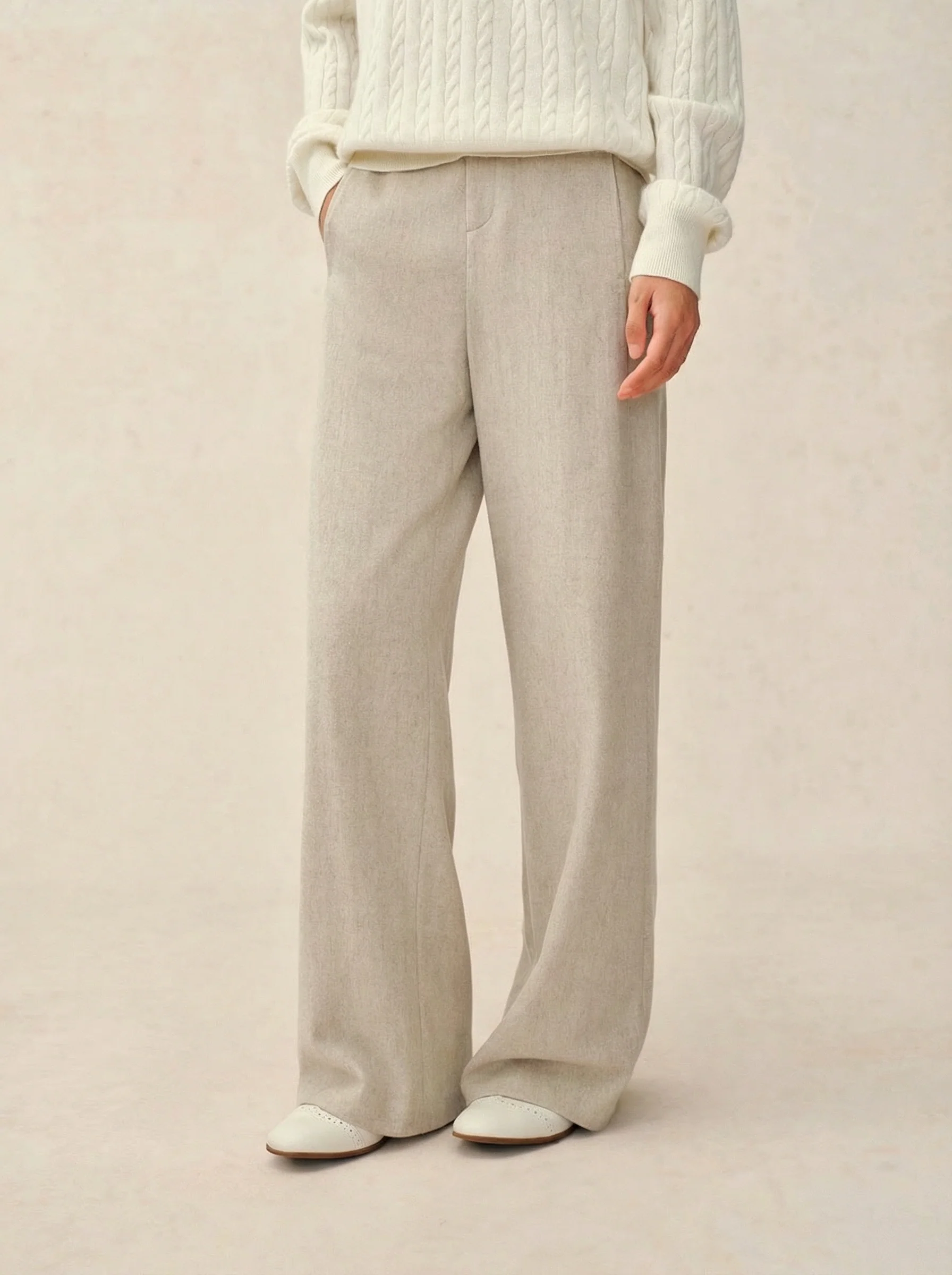 Cashmere-Wool Knit Wide-Leg Trousers