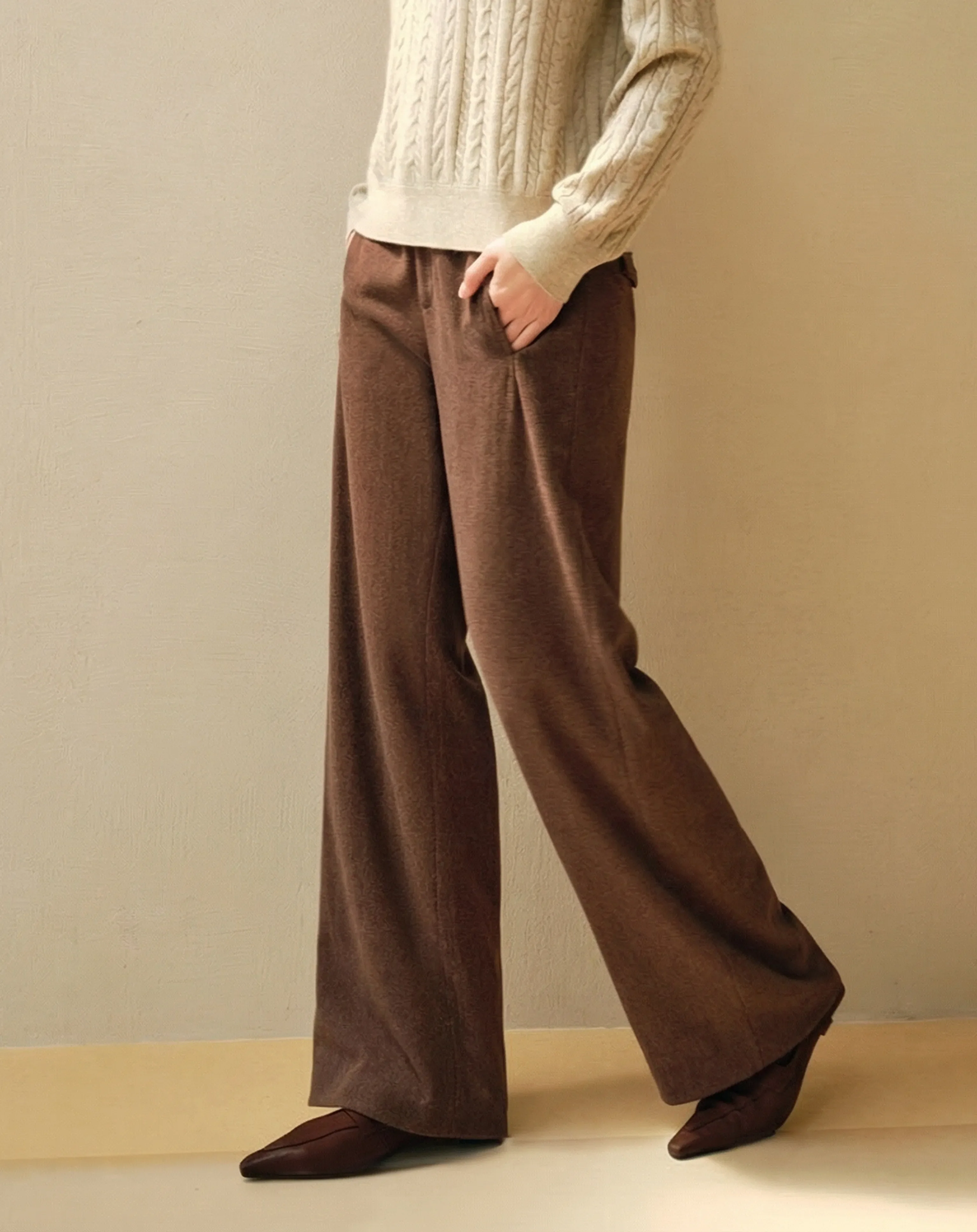 Cashmere-Wool Knit Wide-Leg Trousers - Image 3