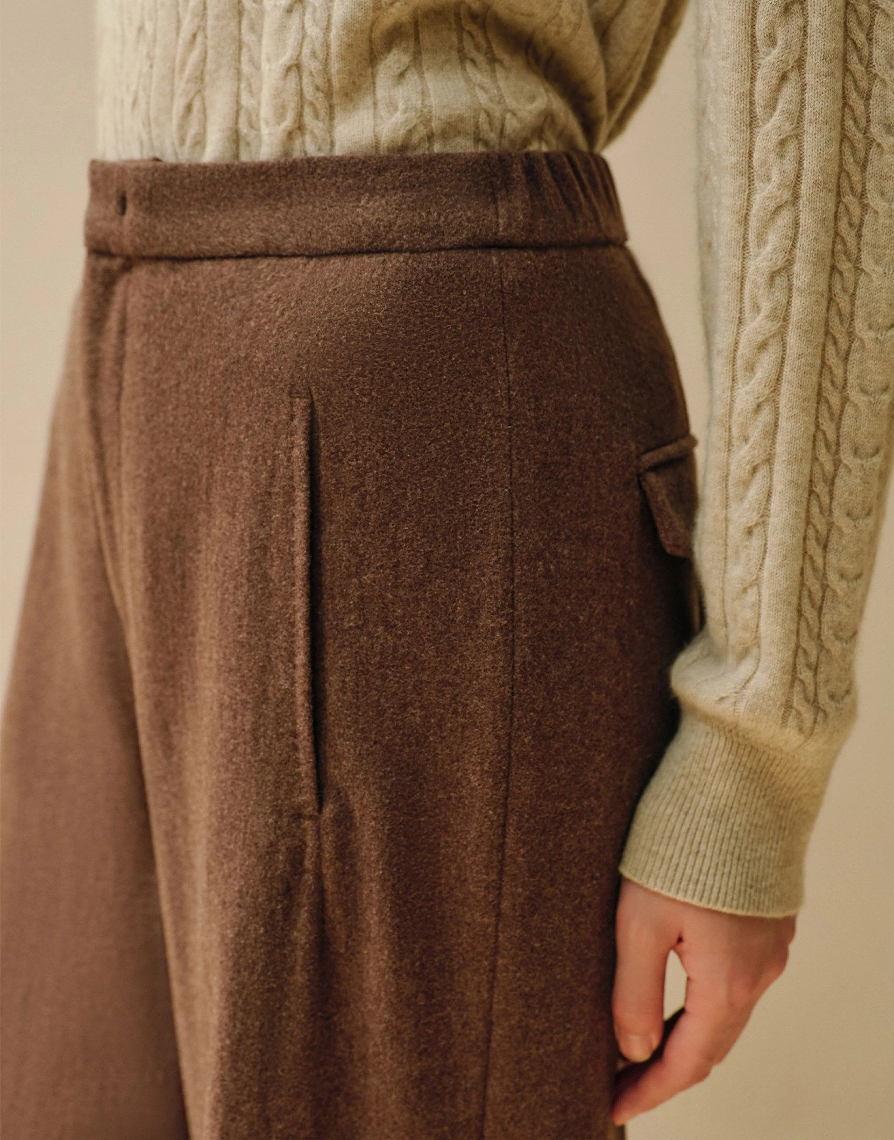 Cashmere-Wool Knit Wide-Leg Trousers - Image 5