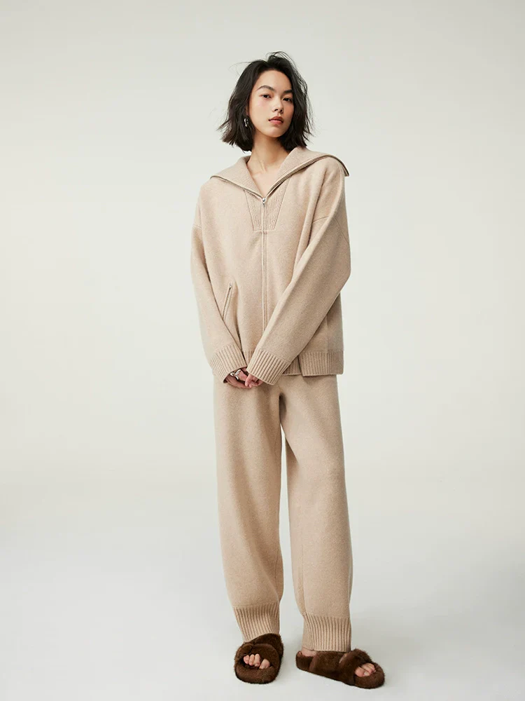 Cashmere Zip Cardigan & Knit Pants Set - Image 3
