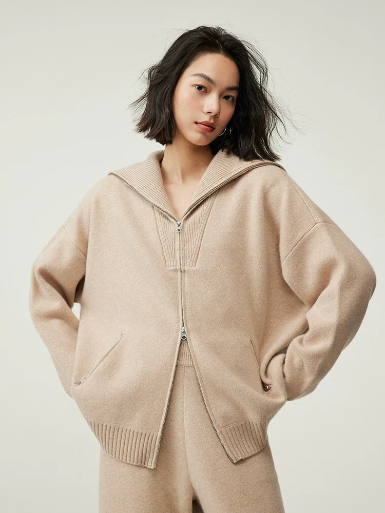 Cashmere Zip Cardigan & Knit Pants Set - Image 5