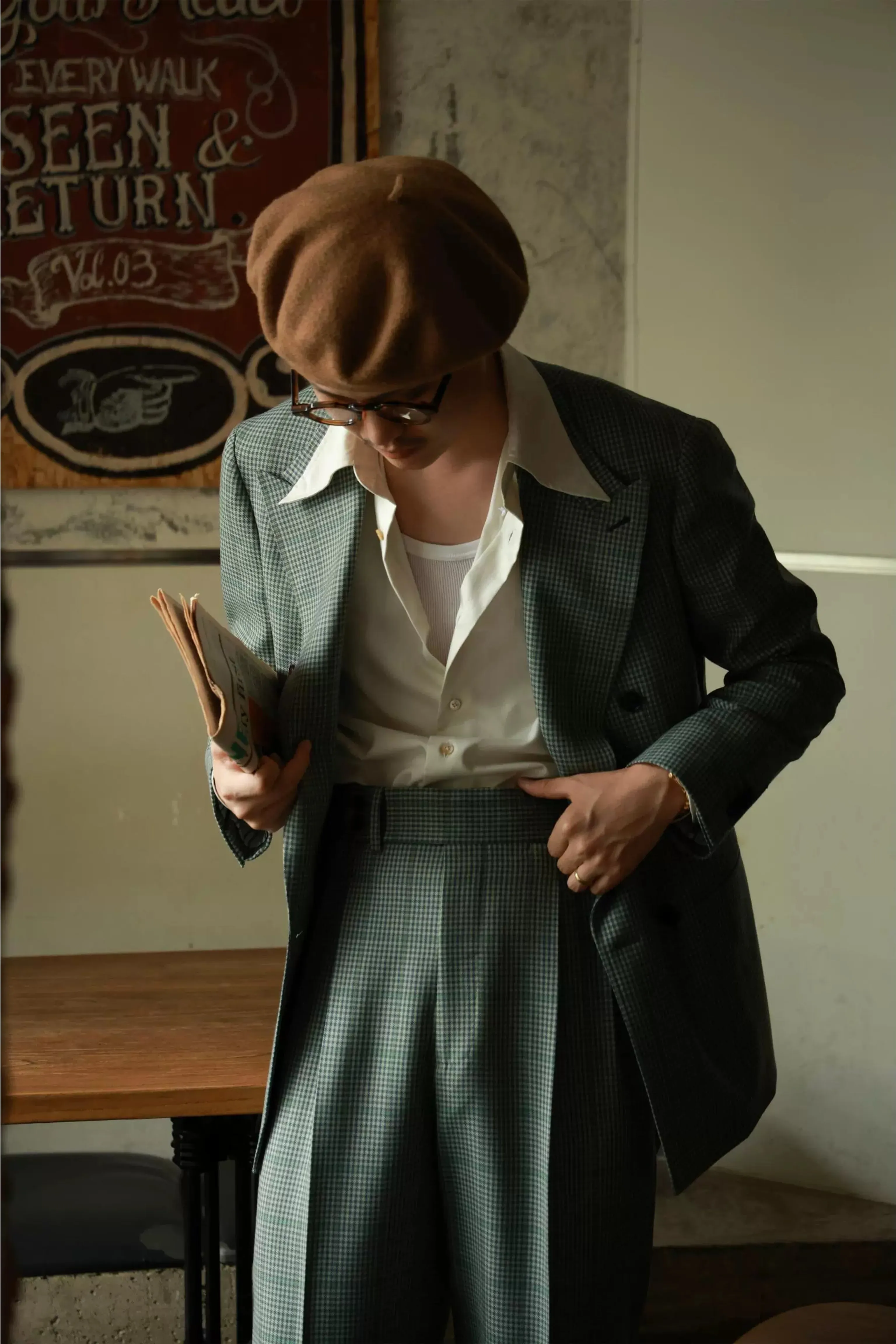 Cedar Green Check Double-Breasted Suit - Image 4