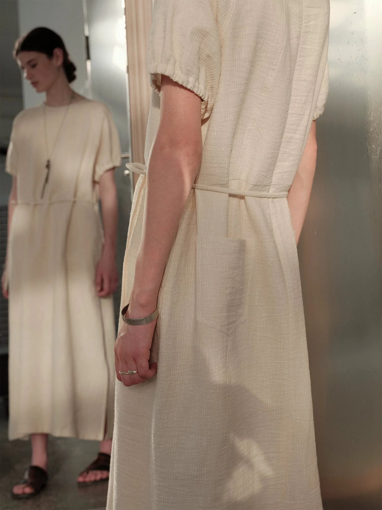 Ceramic Ramie-Blend Belted Dress - Image 3
